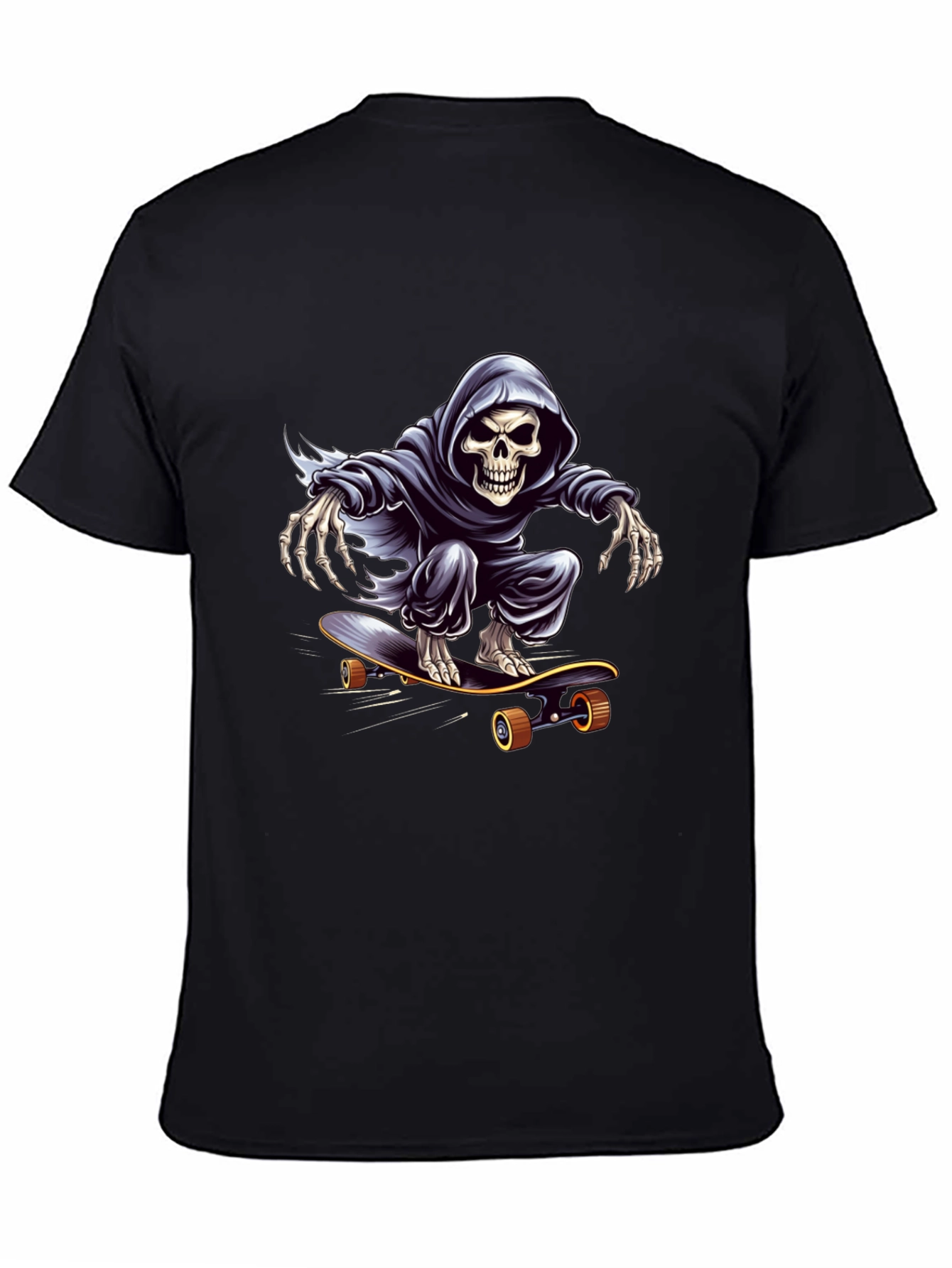 Grim Reaper Skateboarding Graphic Tee - Cool Skeleton Shirt
