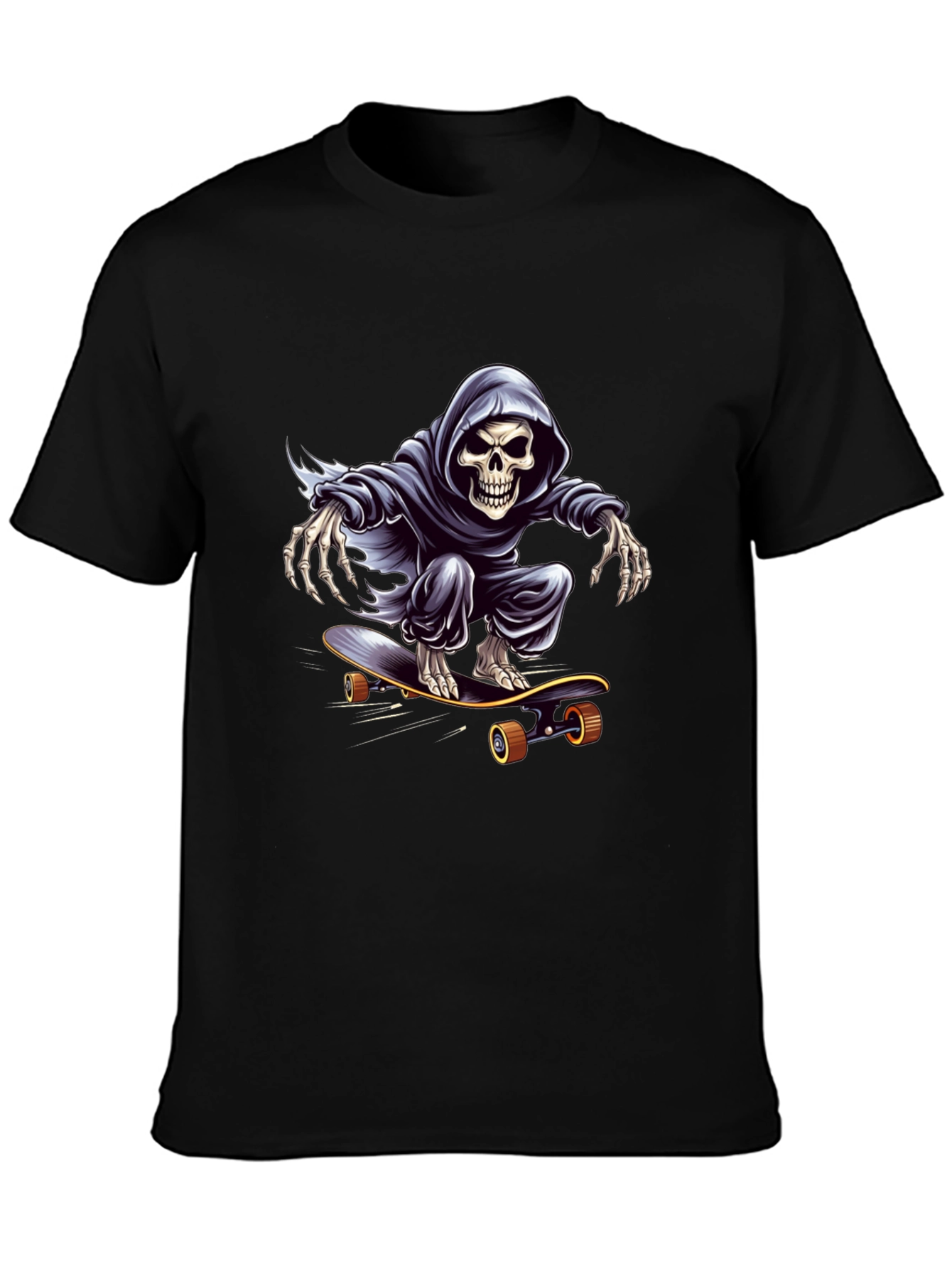 Grim Reaper Skateboarding Graphic Tee - Cool Skeleton Shirt