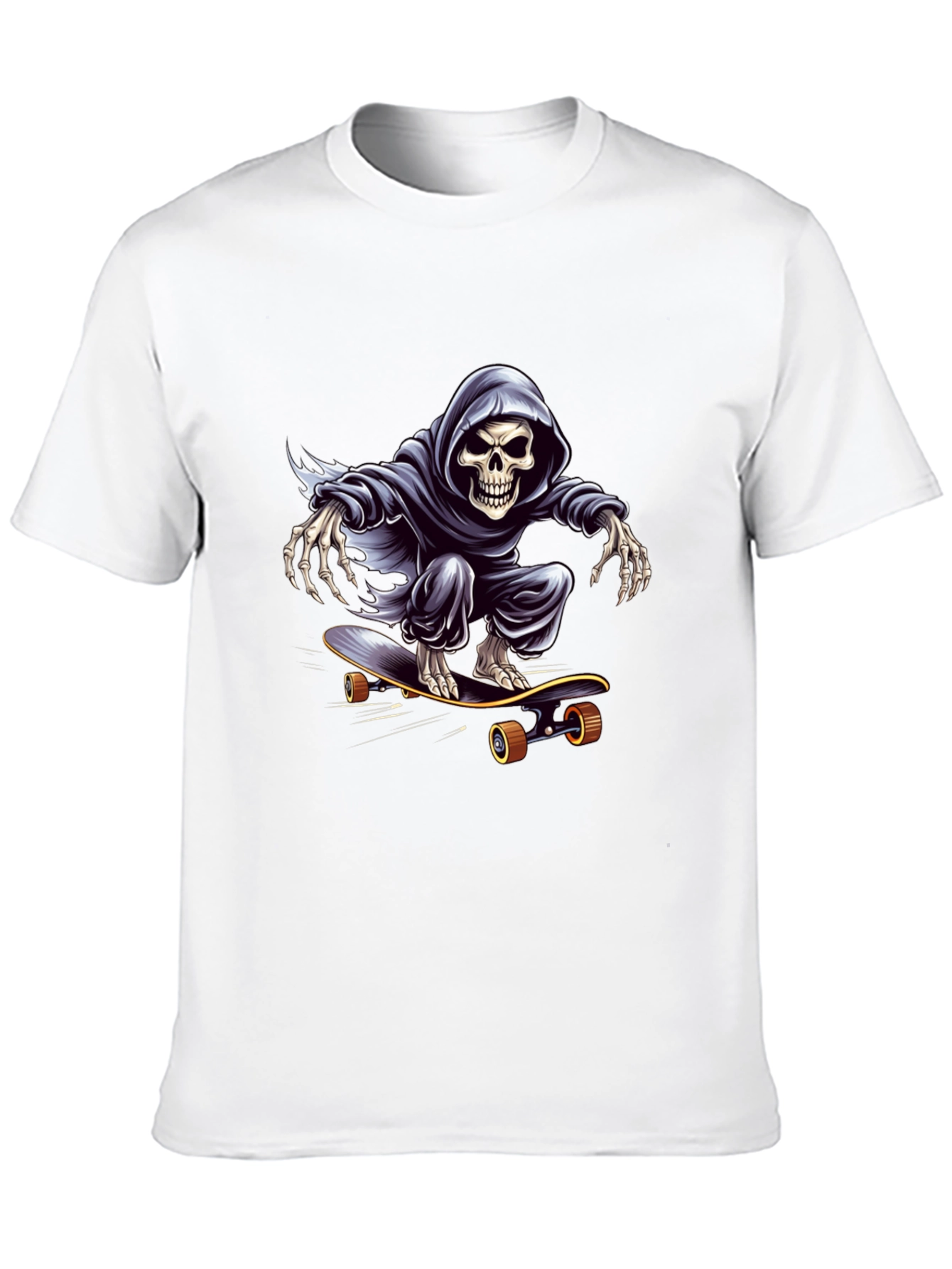 Grim Reaper Skateboarding Graphic Tee - Cool Skeleton Shirt