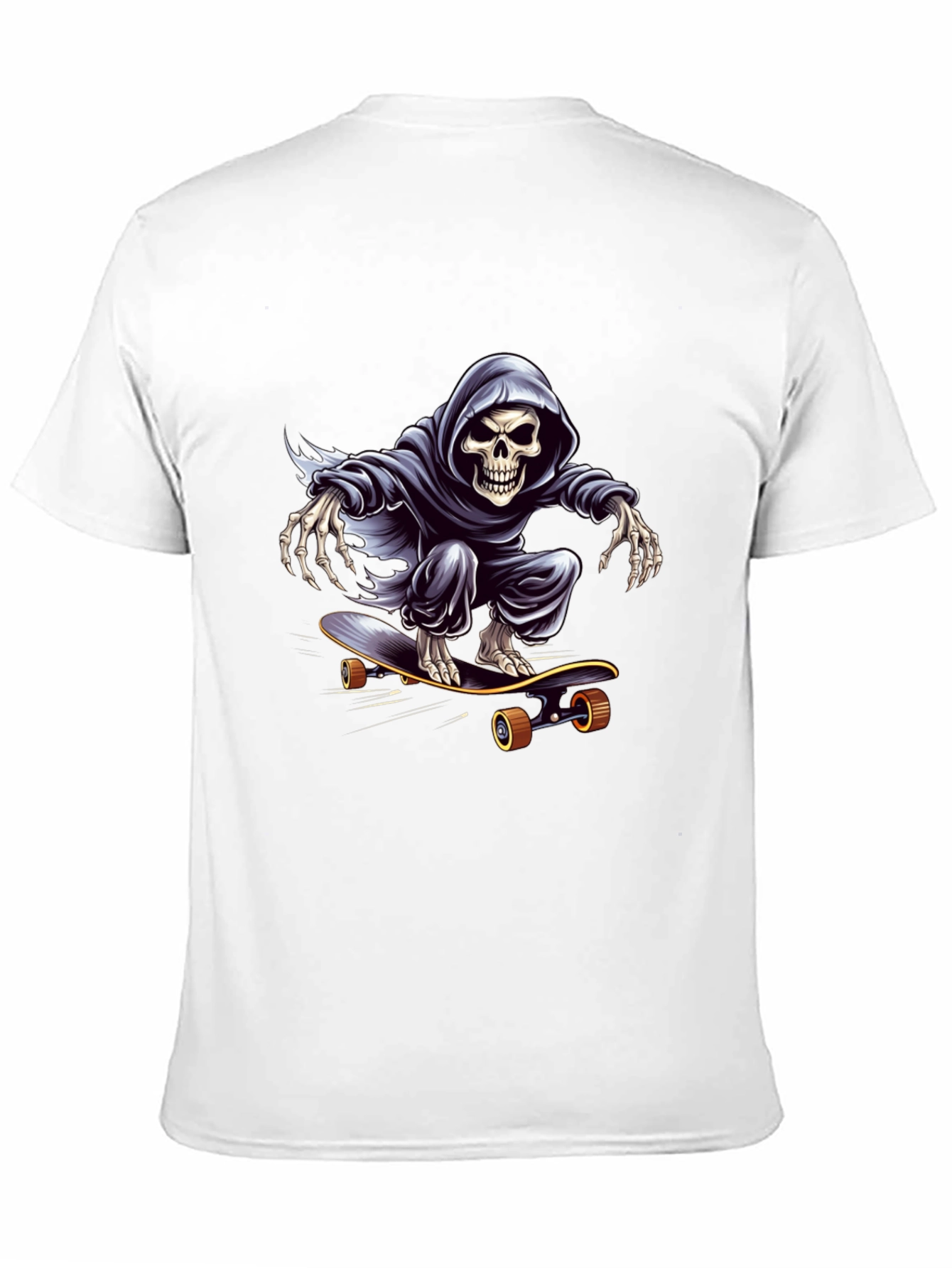 Grim Reaper Skateboarding Graphic Tee - Cool Skeleton Shirt