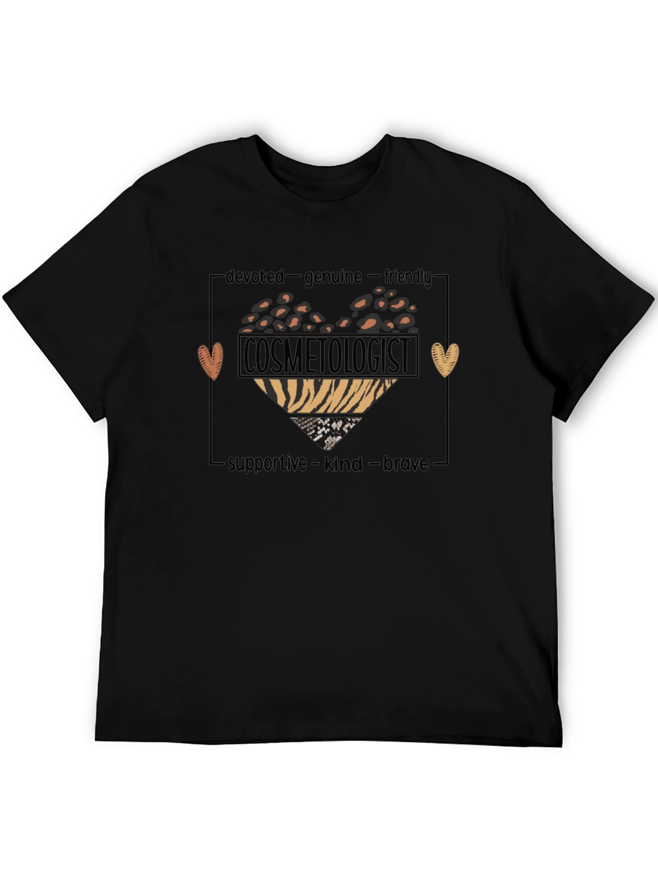 Cosmetologist Heart Graphic T-Shirt - Devoted Genuine & Friendly
