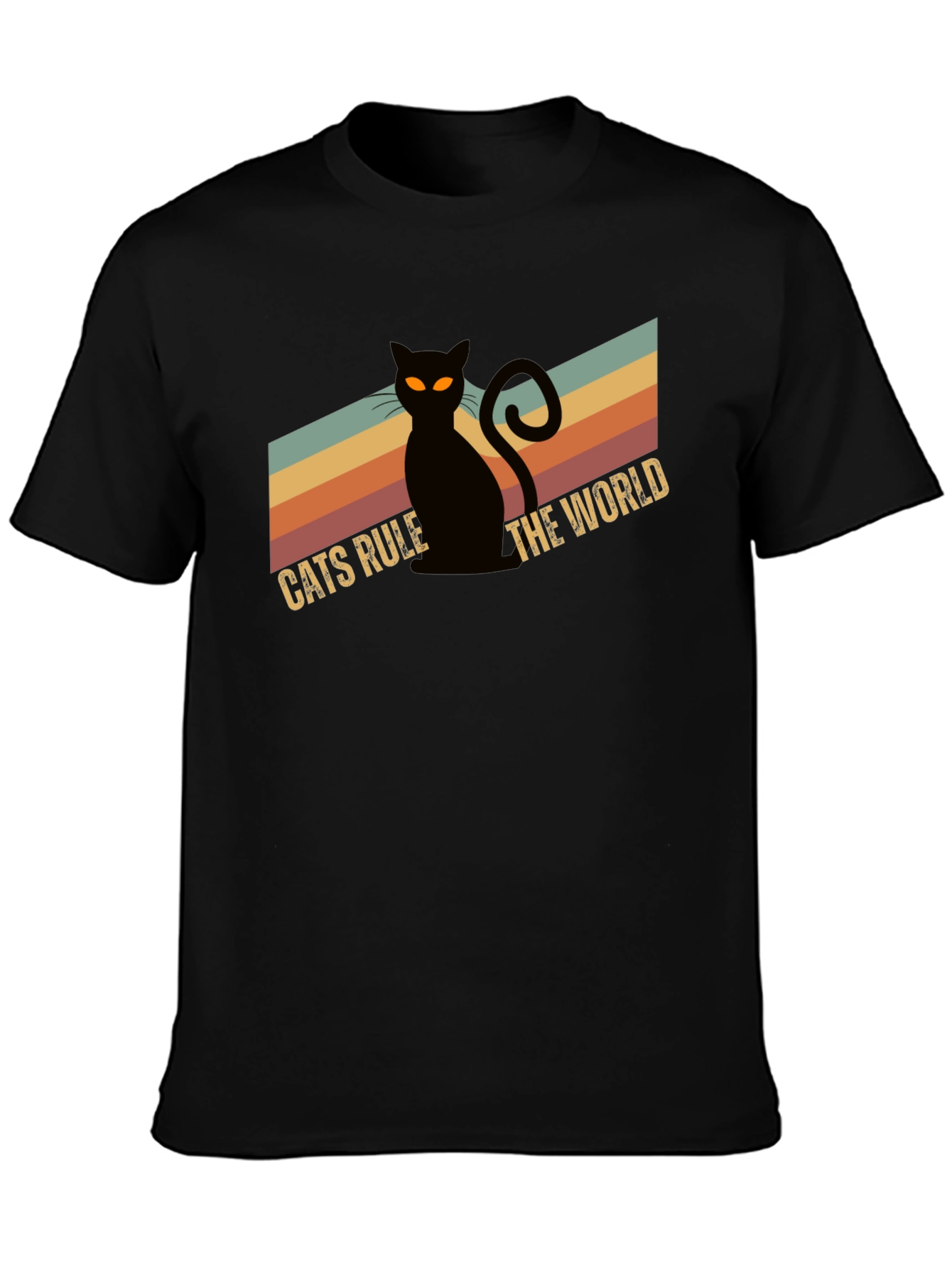 Cats Rule The World Black Graphic Tee