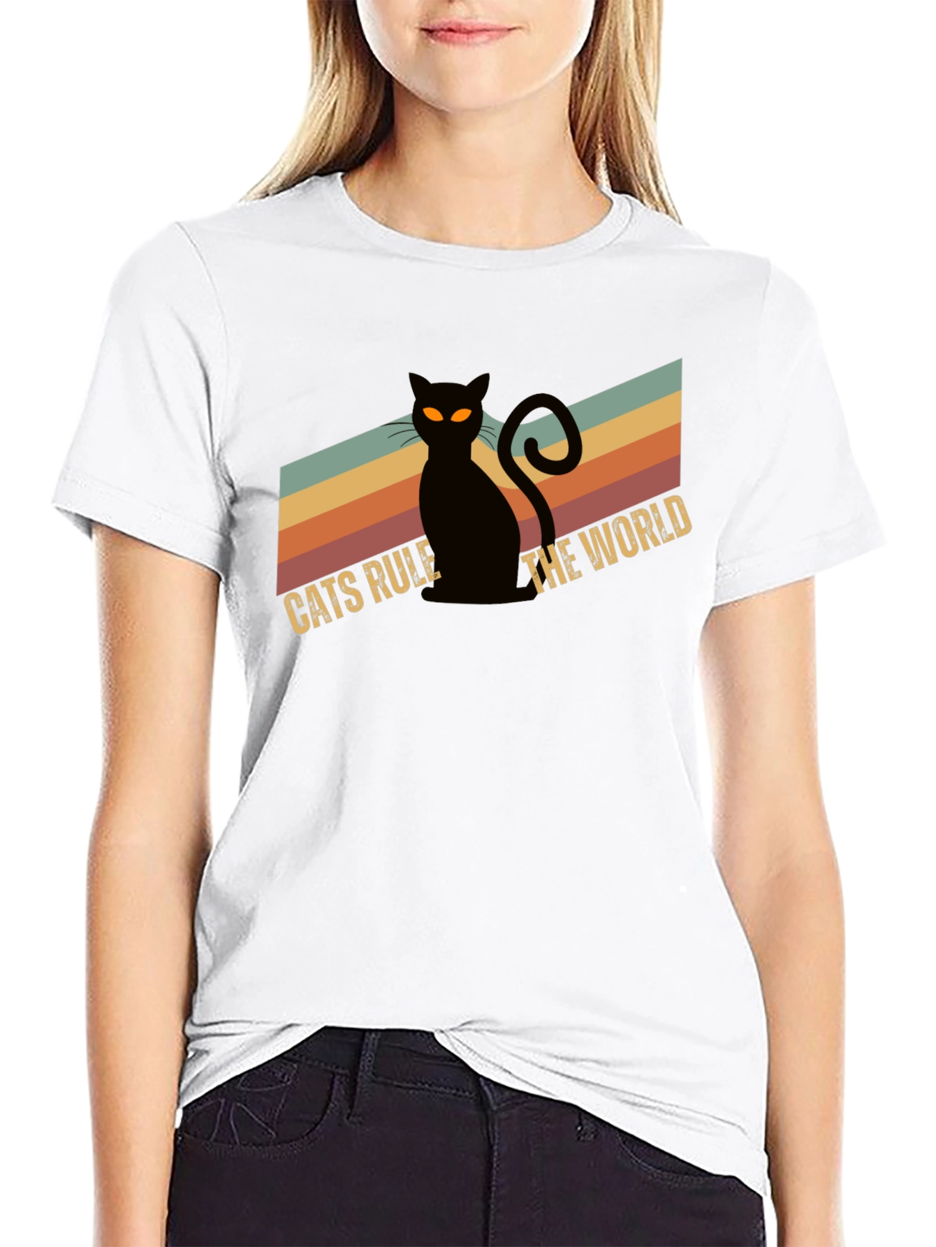 Cats Rule The World Black Graphic Tee