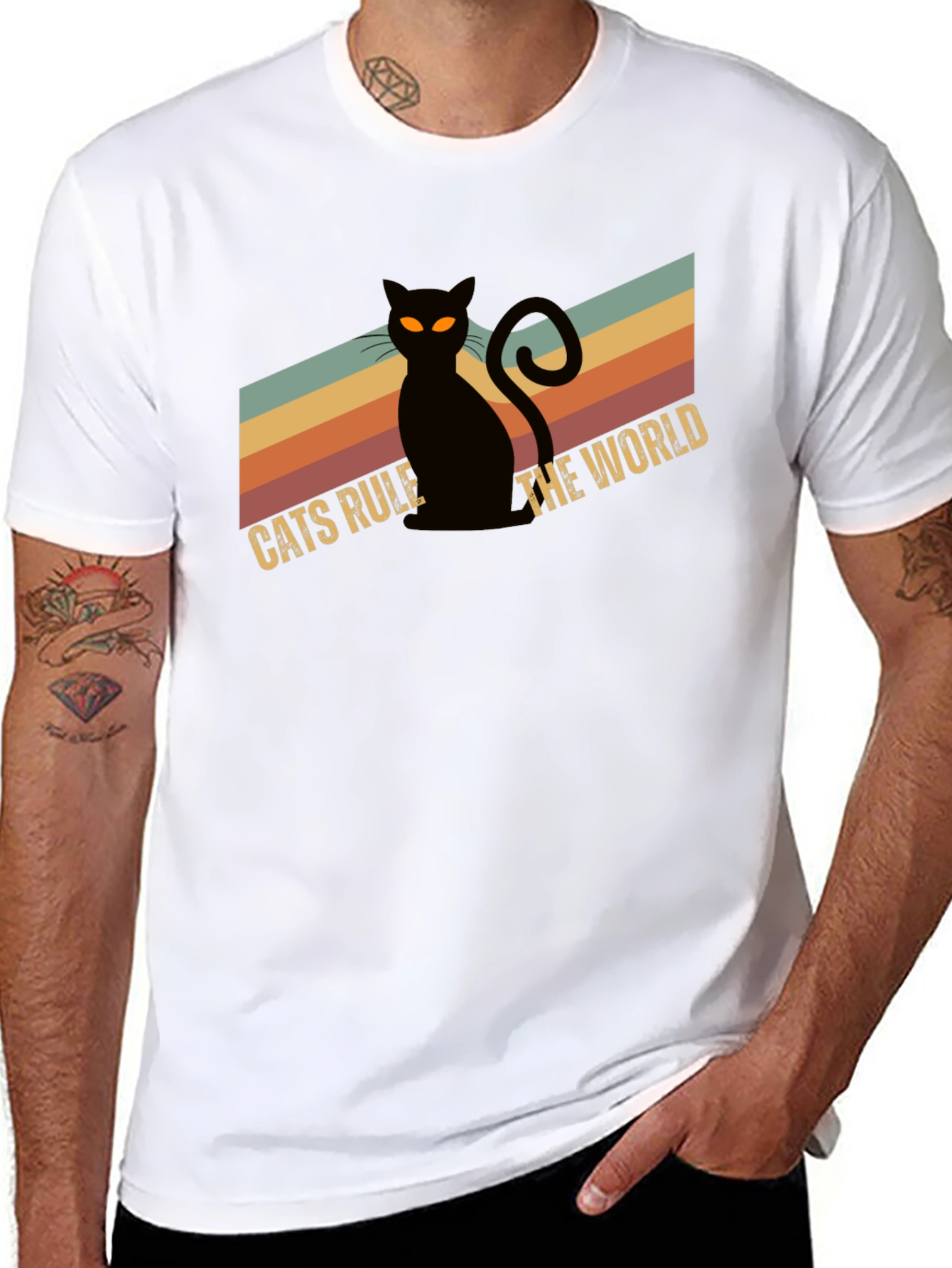Cats Rule The World Black Graphic Tee