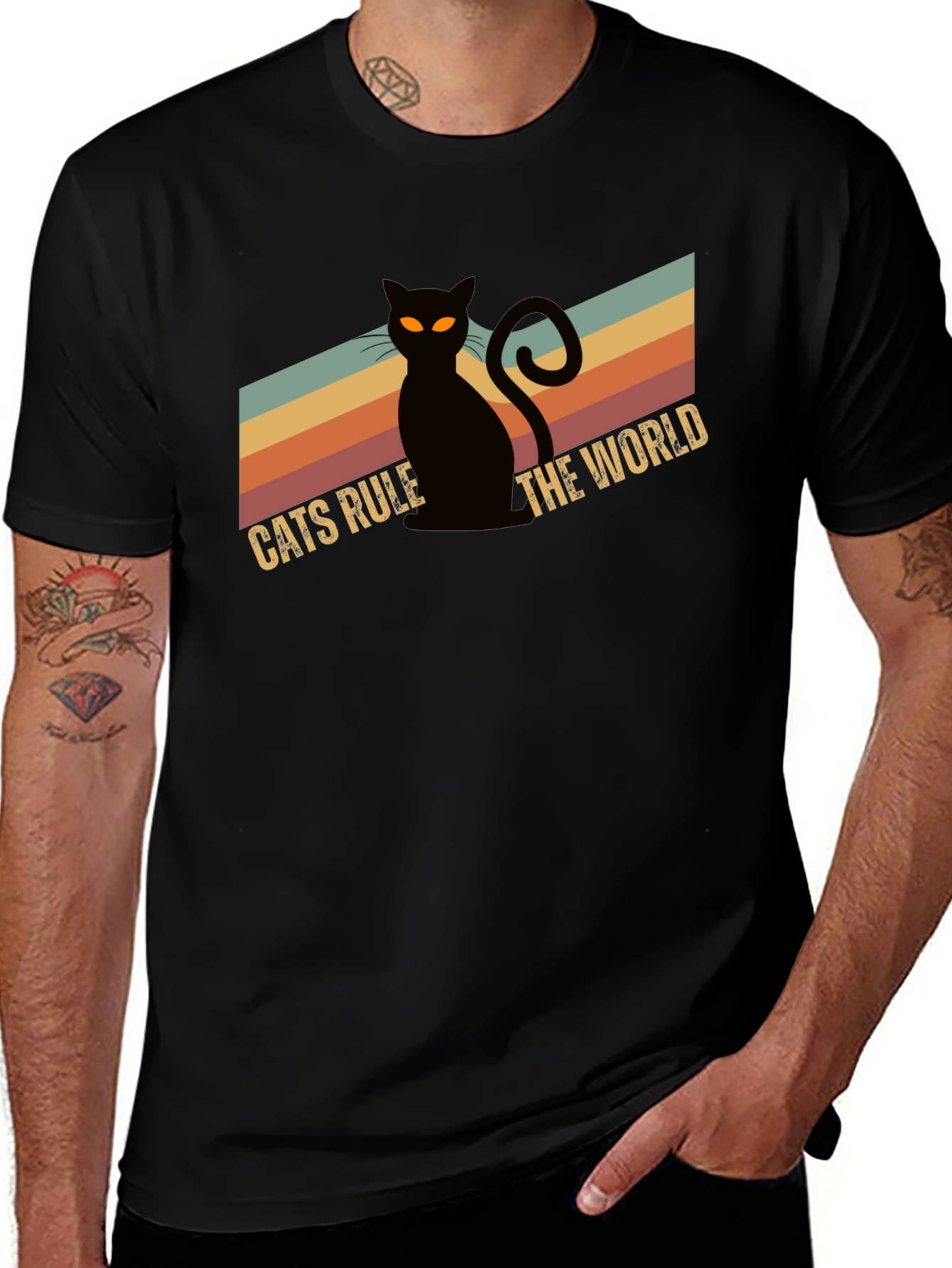 Cats Rule The World Black Graphic Tee