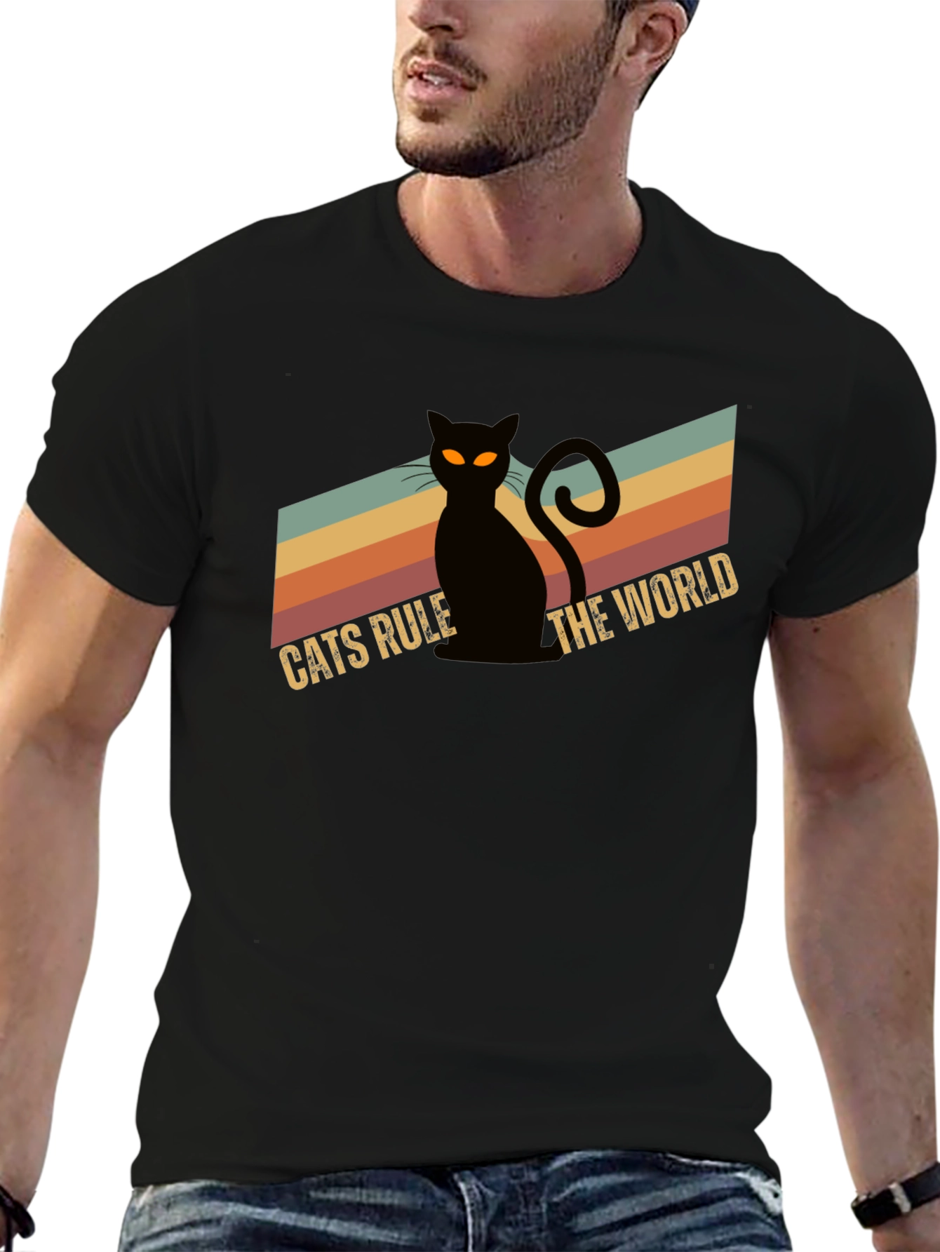 Cats Rule The World Black Graphic Tee