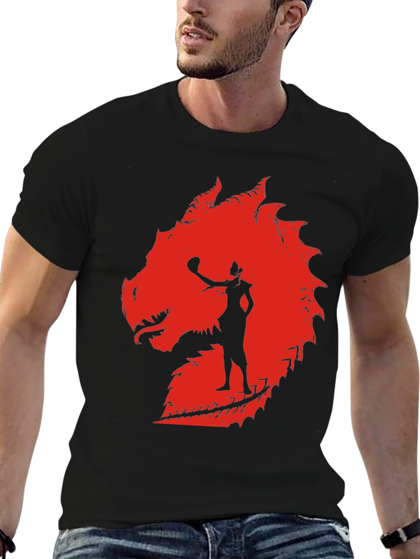 Dragon Silhouette Graphic Tee - Black