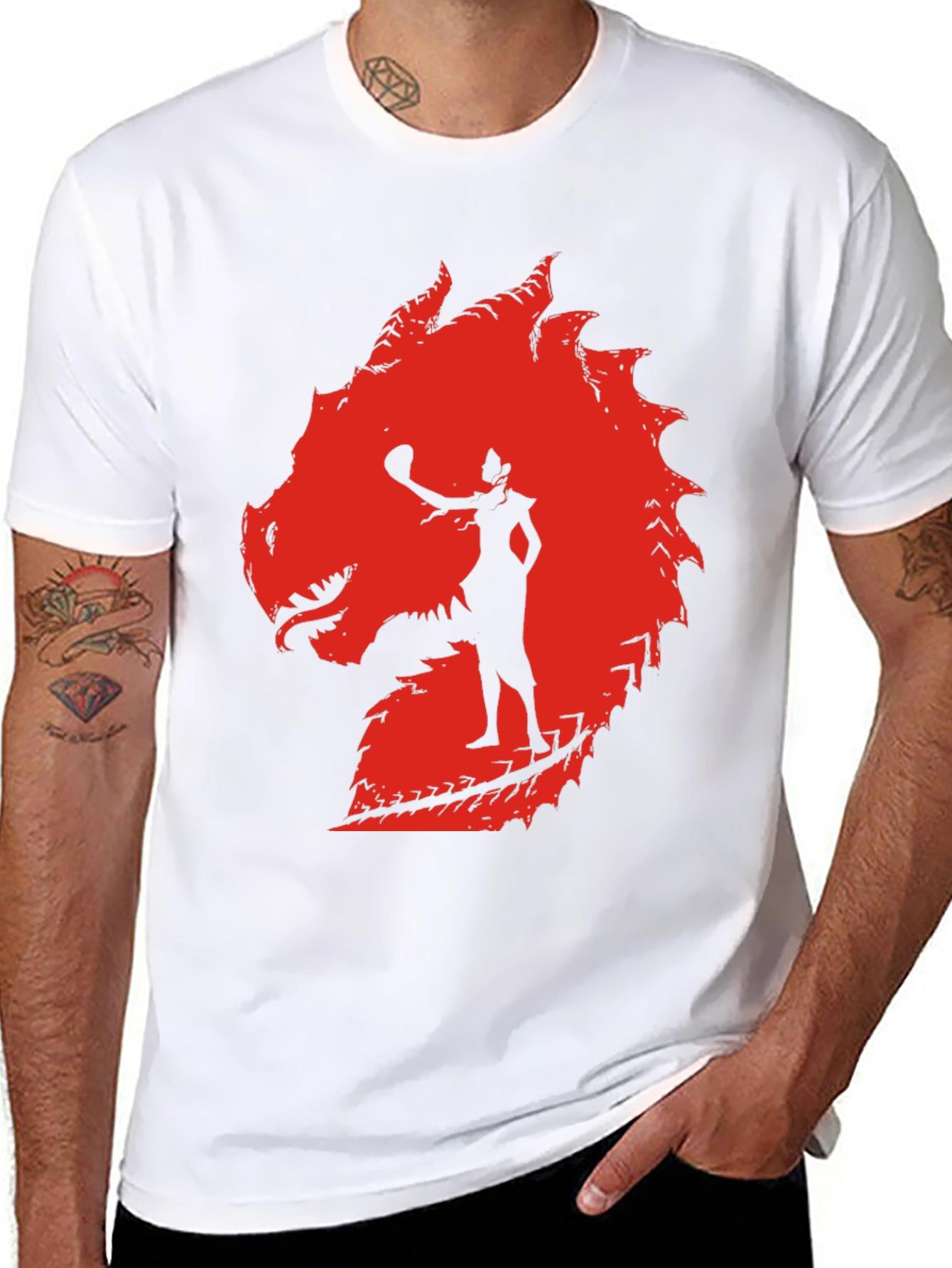 Dragon Silhouette Graphic Tee - Black