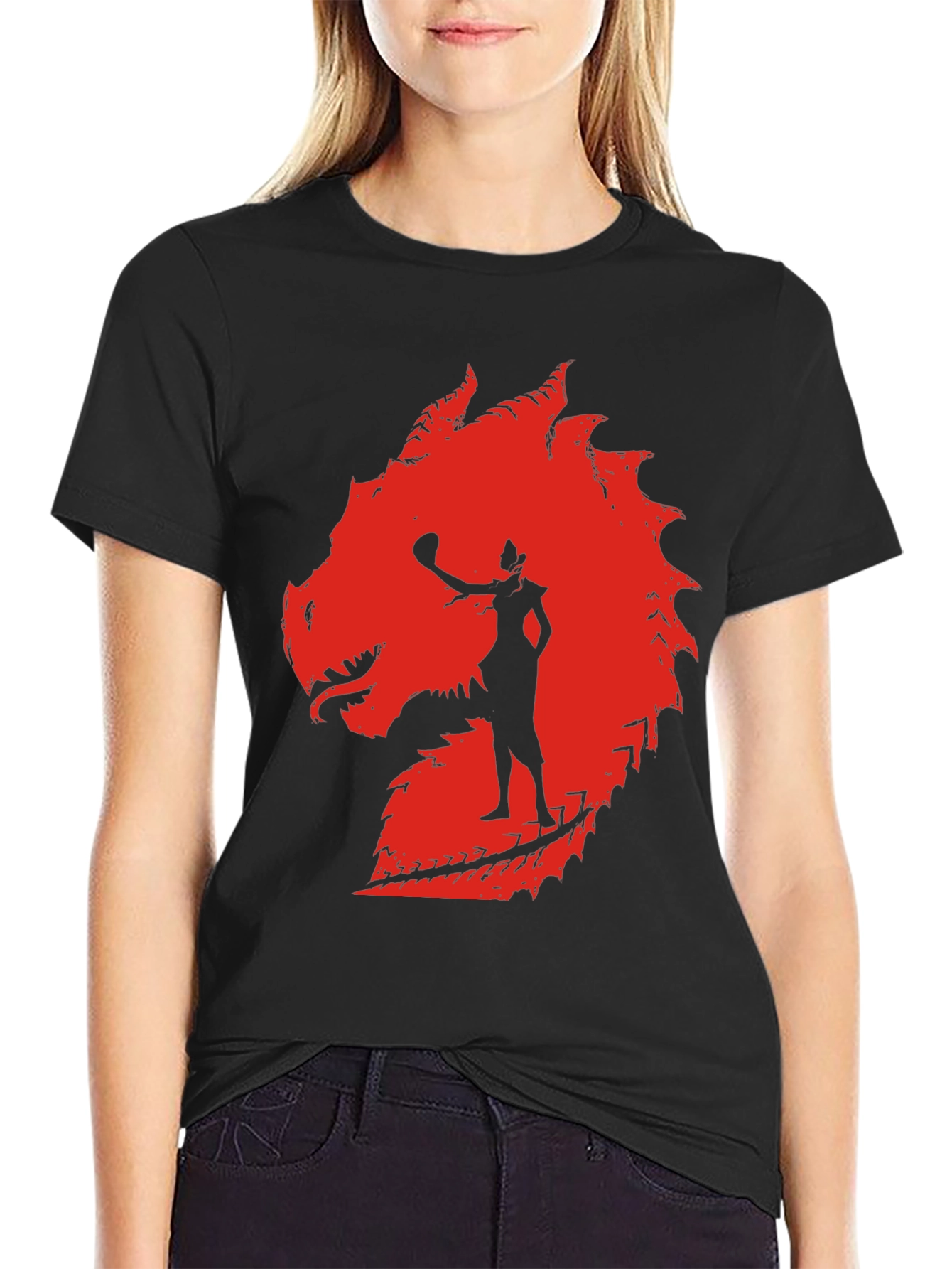Dragon Silhouette Graphic Tee - Black