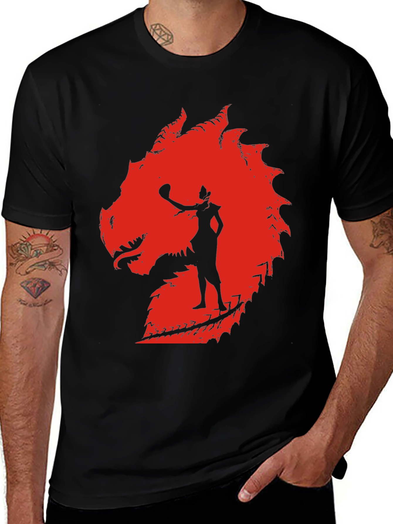 Dragon Silhouette Graphic Tee - Black
