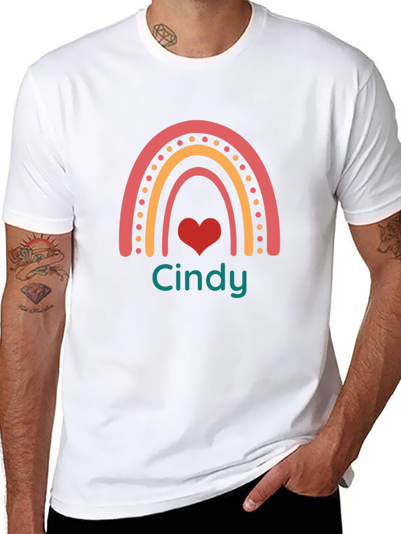 Cindy Rainbow Heart Graphic T-Shirt