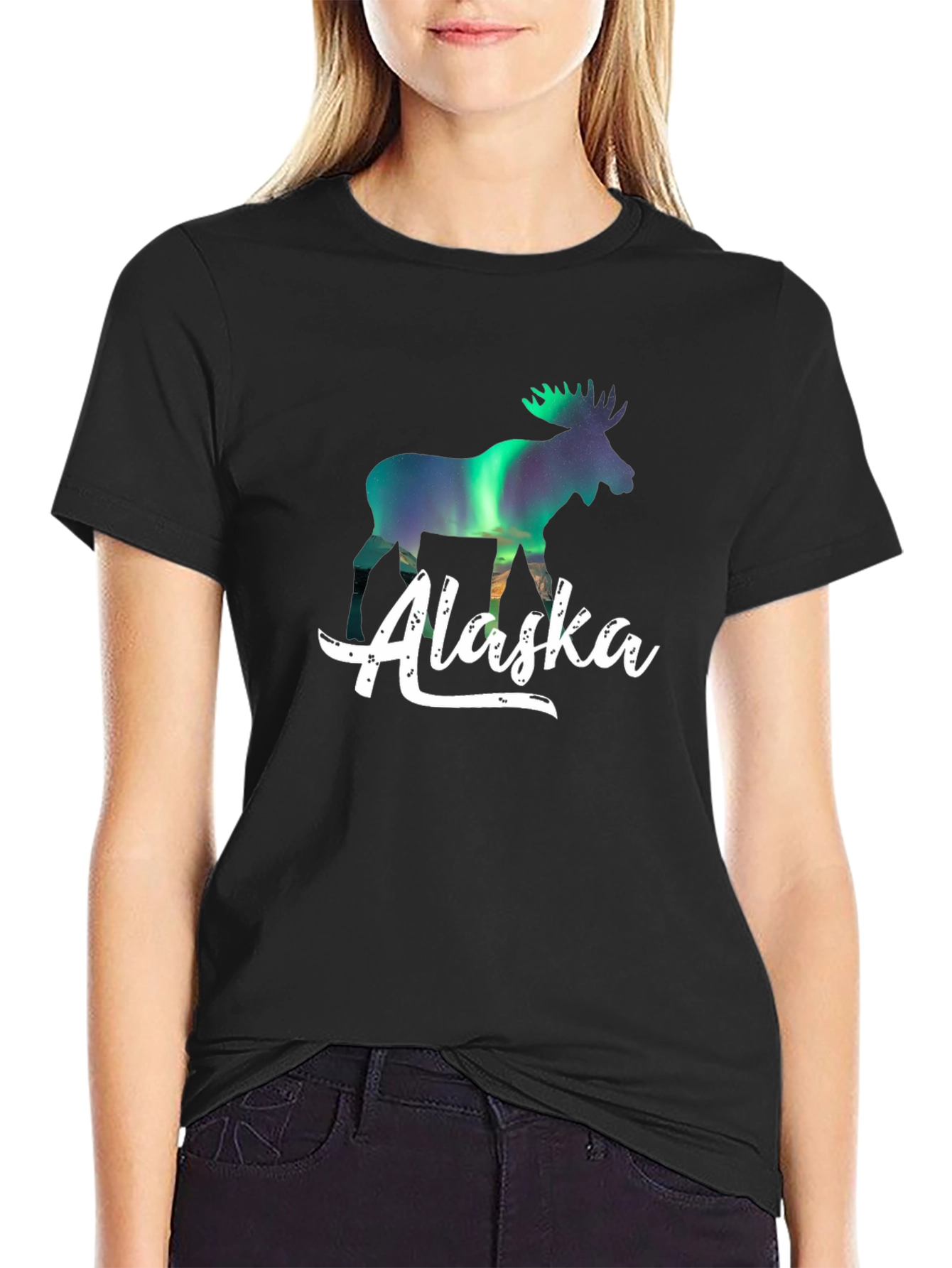 Alaska Northern Lights Moose T-Shirt