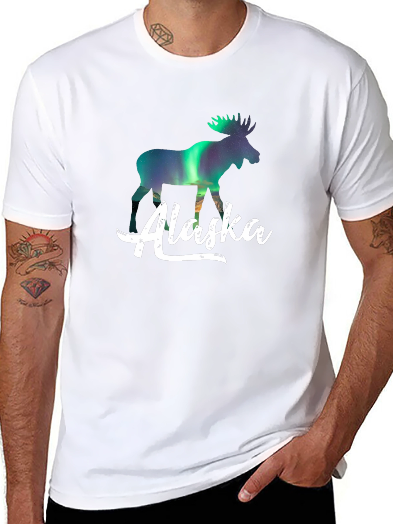 Alaska Northern Lights Moose T-Shirt