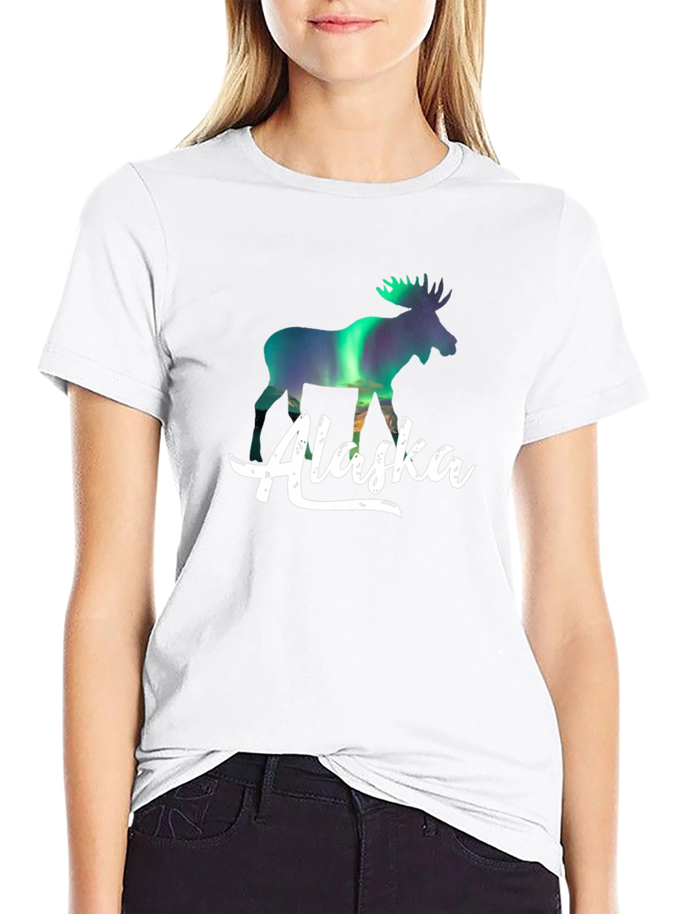 Alaska Northern Lights Moose T-Shirt