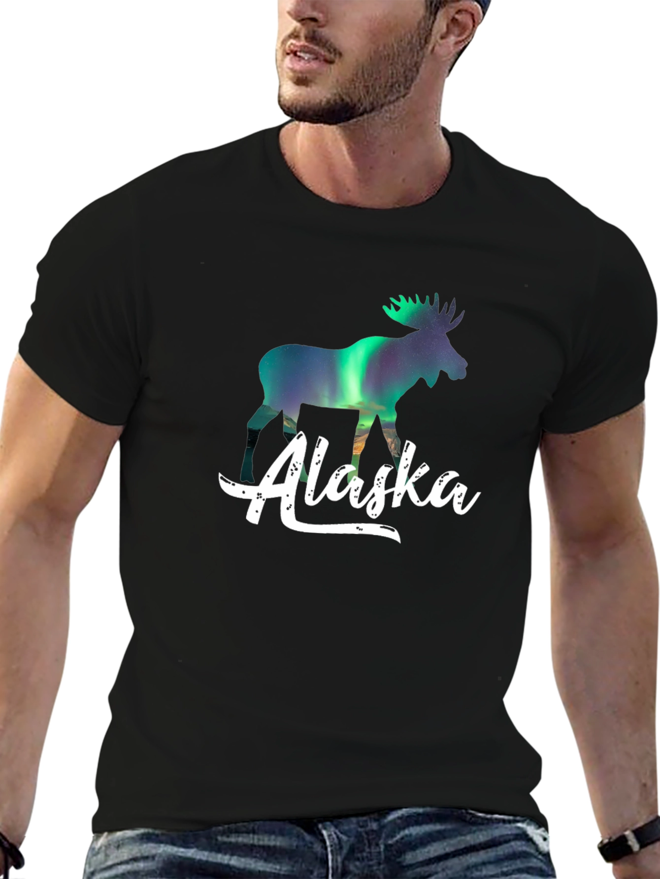 Alaska Northern Lights Moose T-Shirt