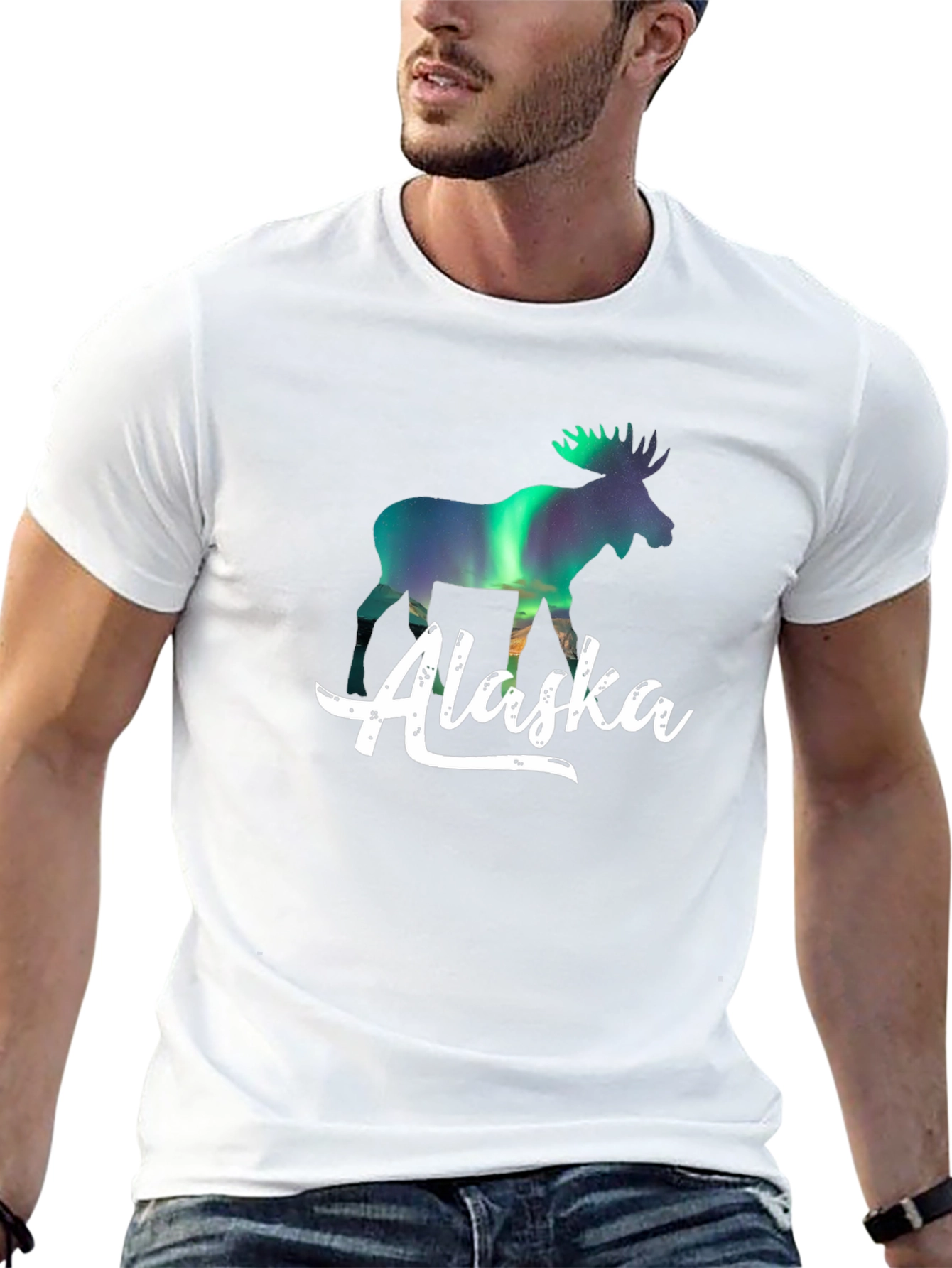 Alaska Northern Lights Moose T-Shirt