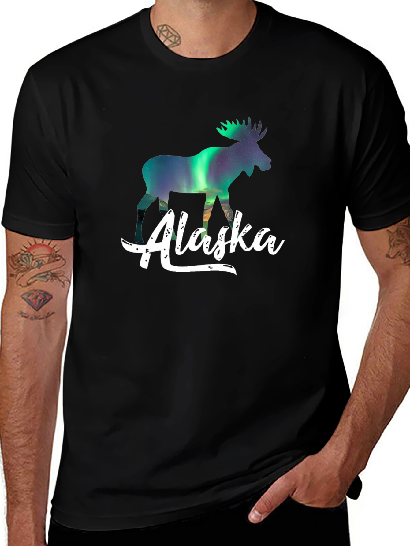 Alaska Northern Lights Moose T-Shirt