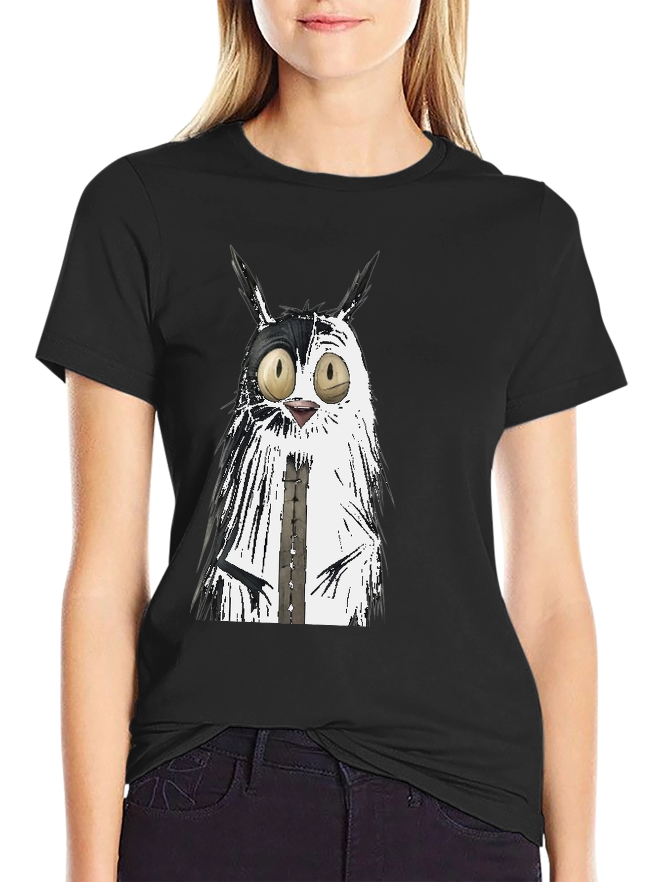 Whimsical Cat Graphic Tee - Unisex Black T-Shirt