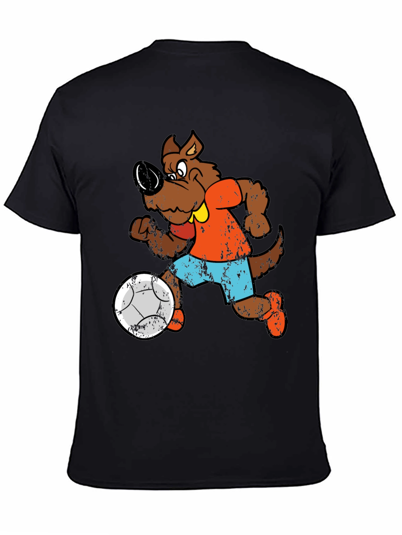 Cartoon Dog Playing Soccer Graphic T-Shirt