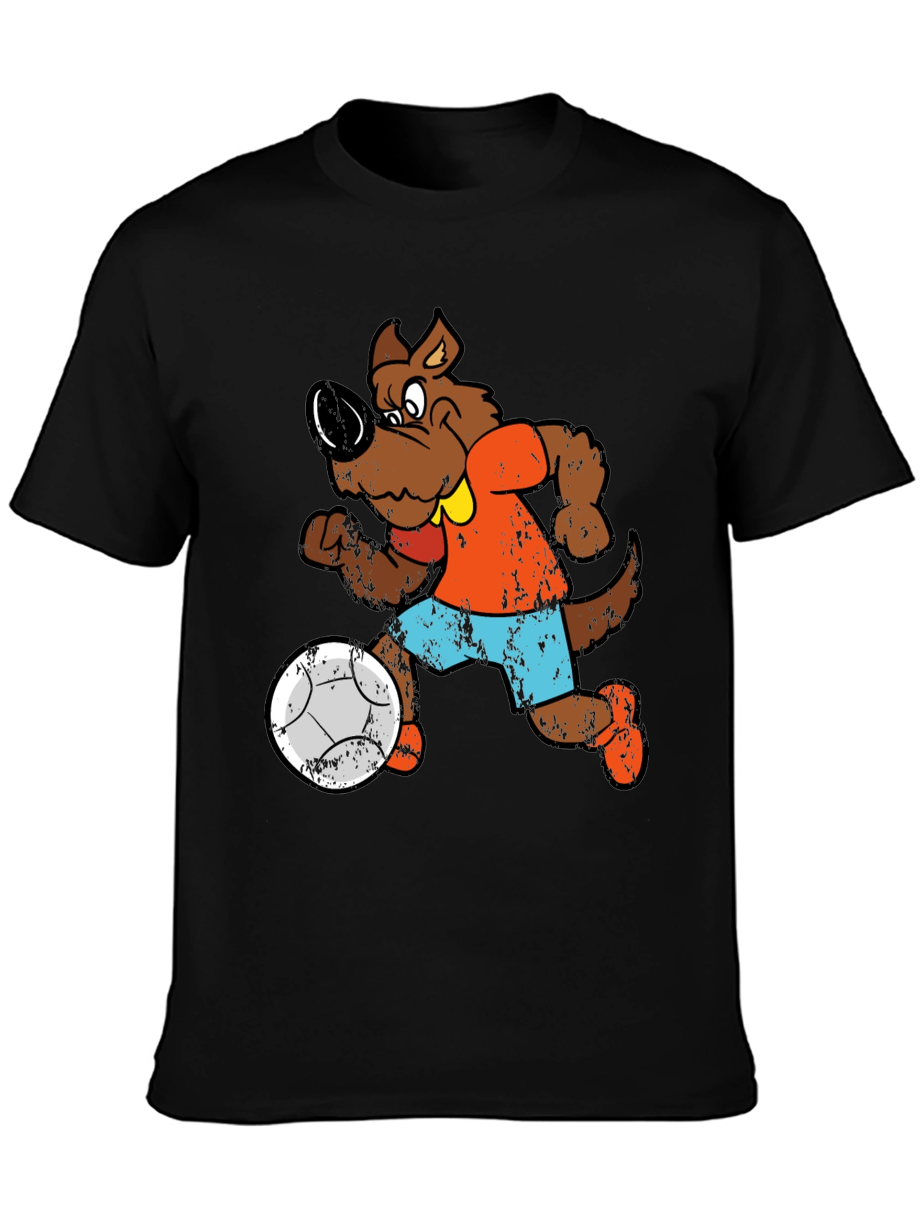 Cartoon Dog Playing Soccer Graphic T-Shirt