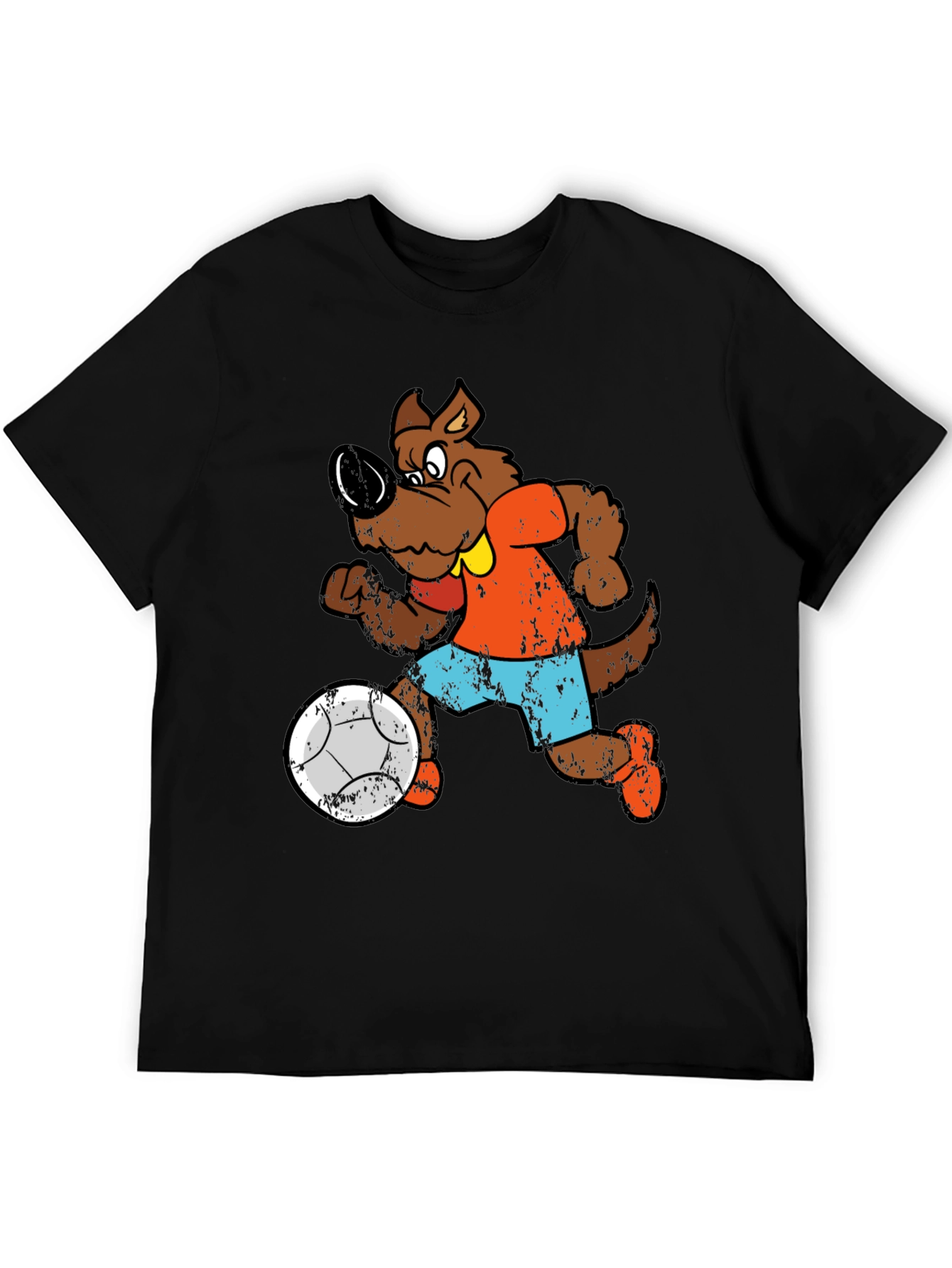 Cartoon Dog Playing Soccer Graphic T-Shirt