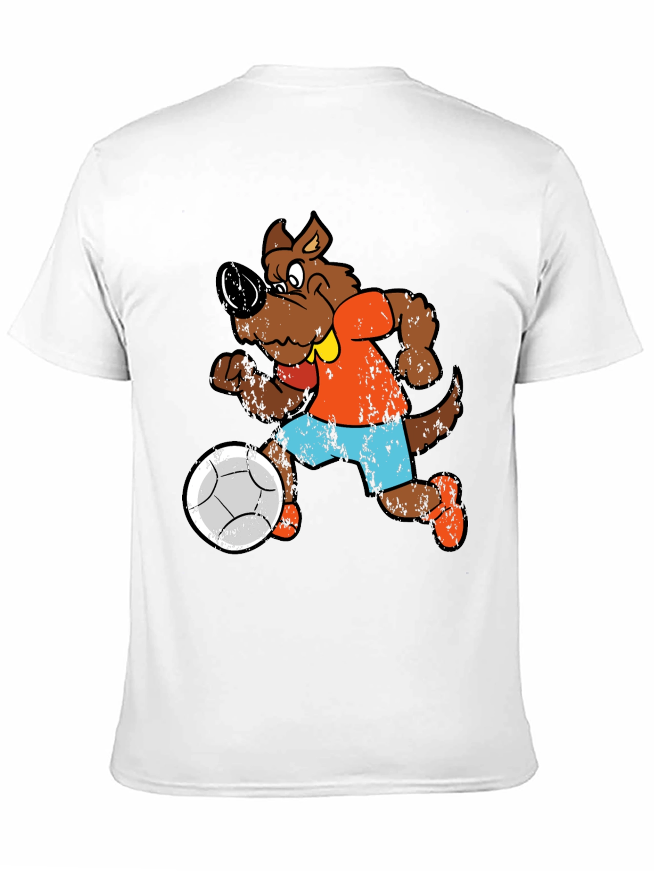 Cartoon Dog Playing Soccer Graphic T-Shirt
