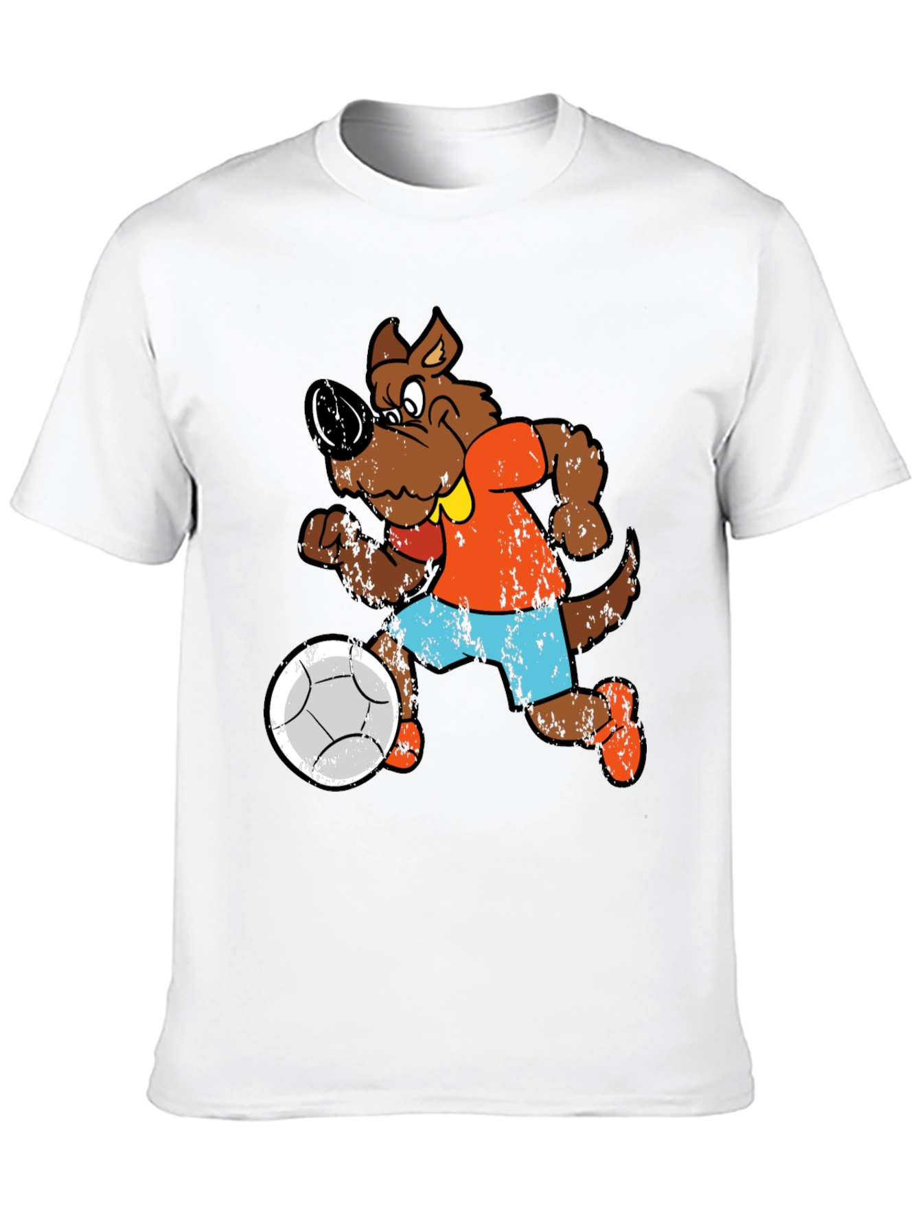 Cartoon Dog Playing Soccer Graphic T-Shirt