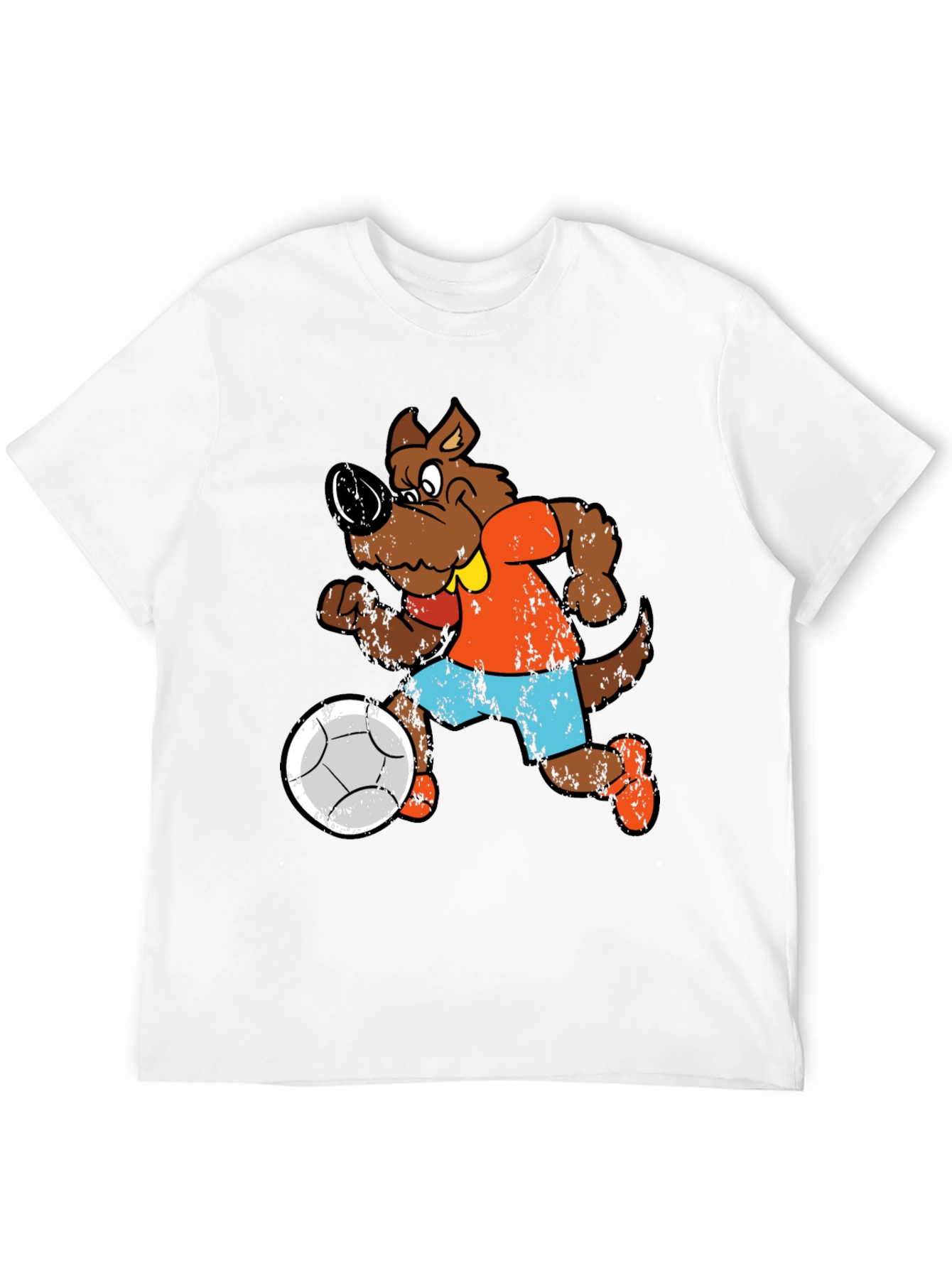 Cartoon Dog Playing Soccer Graphic T-Shirt