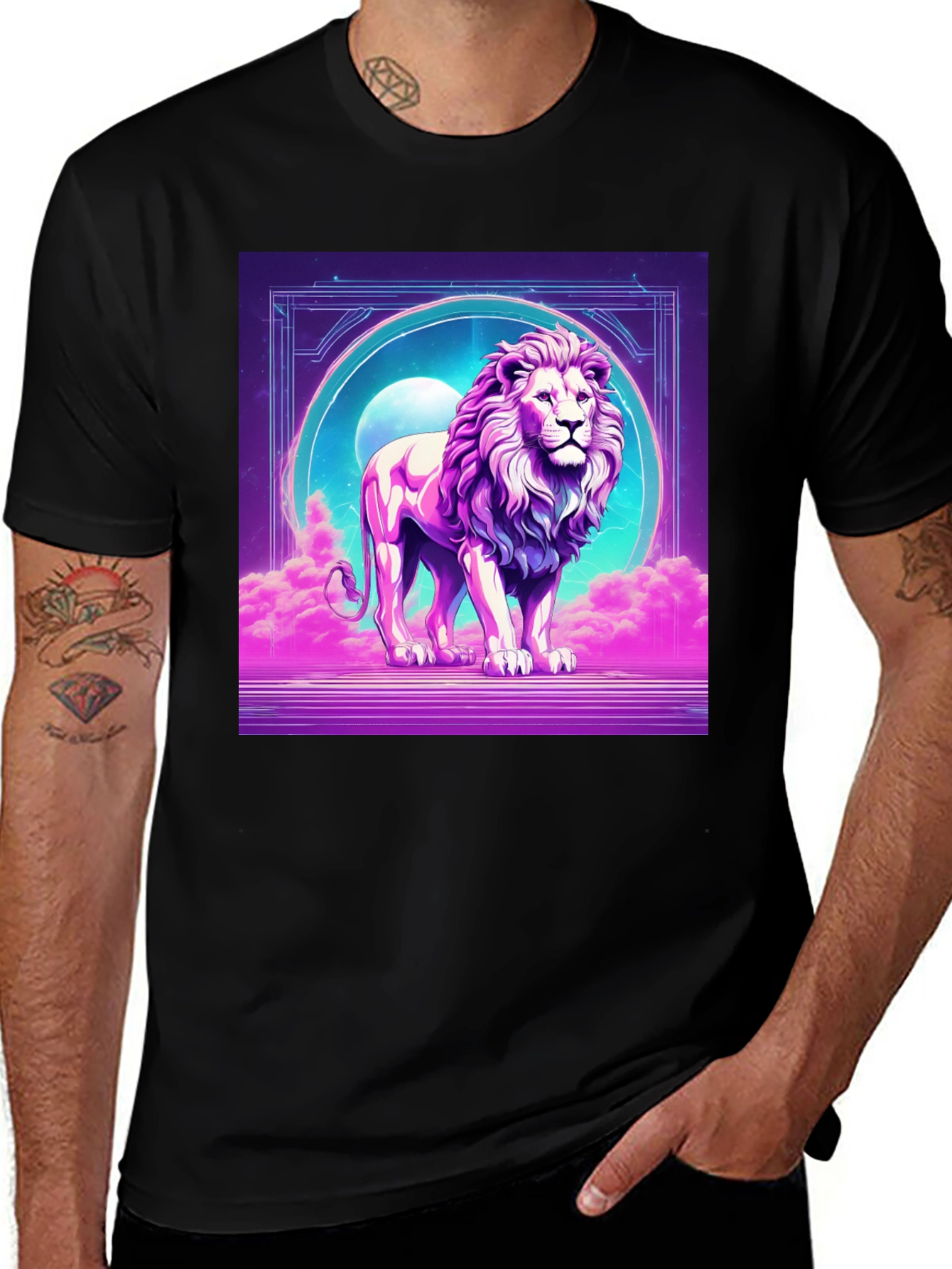 Cyberpunk Lion Graphic Tee