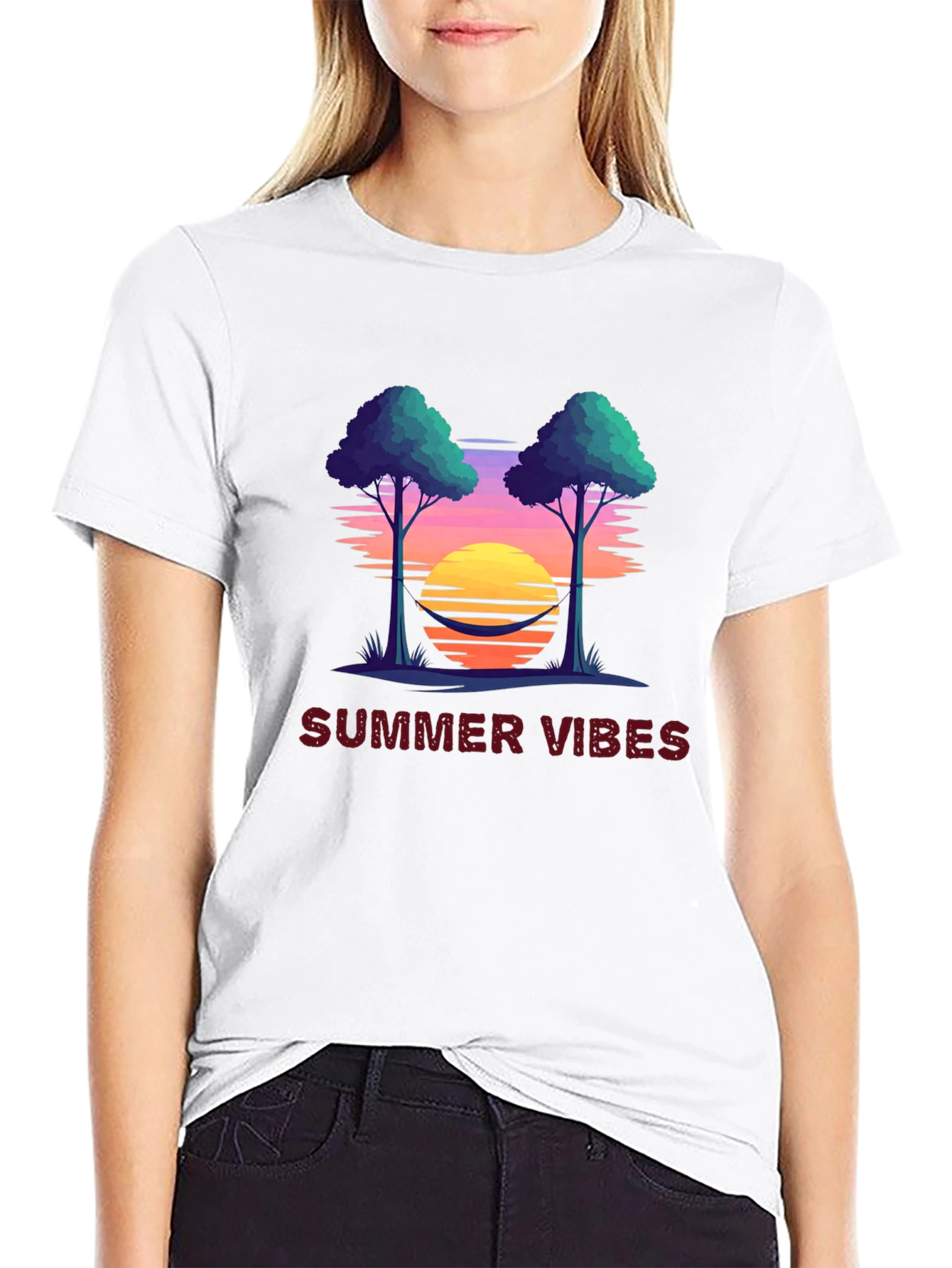 Summer Vibes Graphic Tee - Sunset Hammock Design