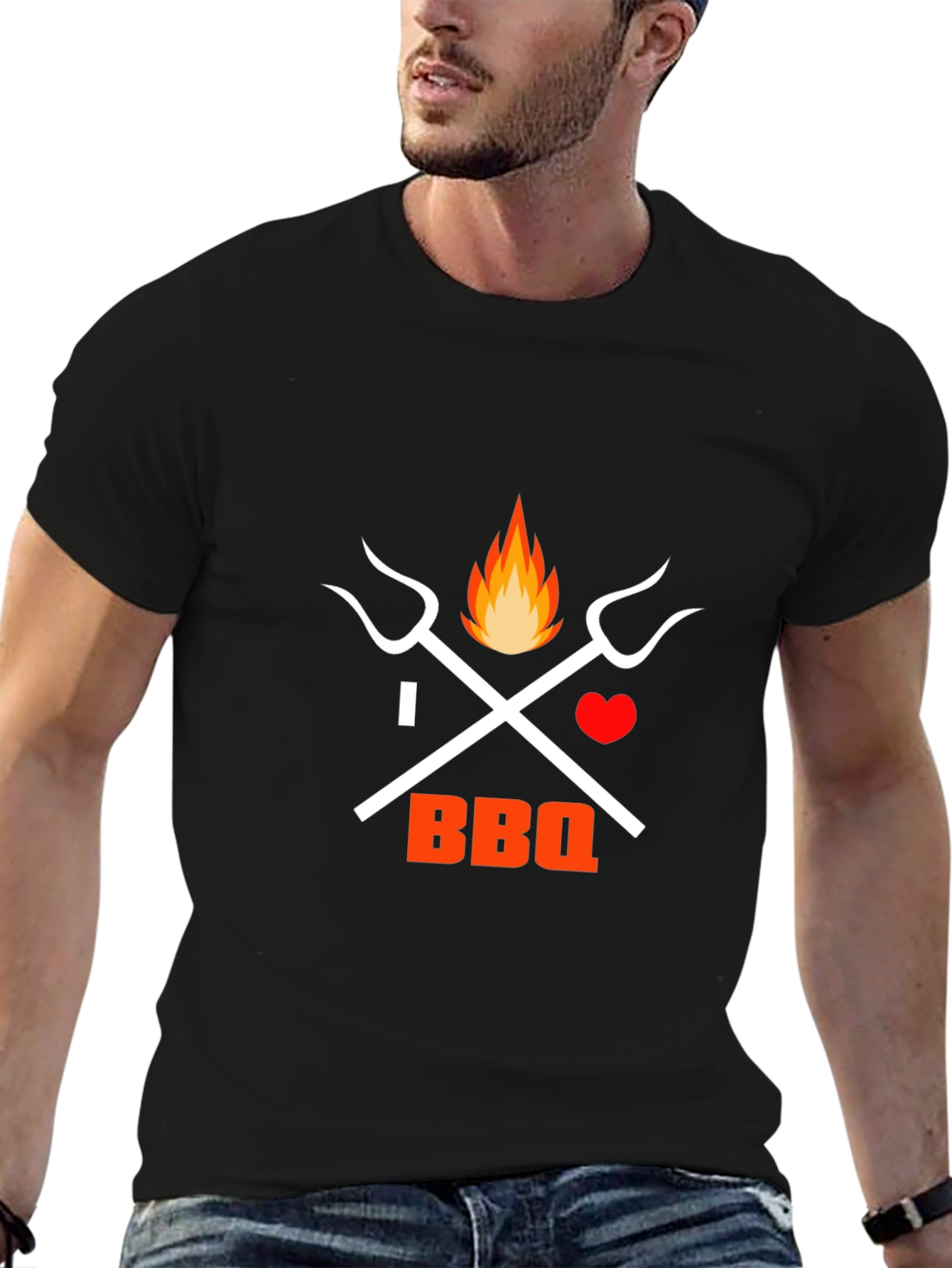 I Heart BBQ Black Graphic Tee