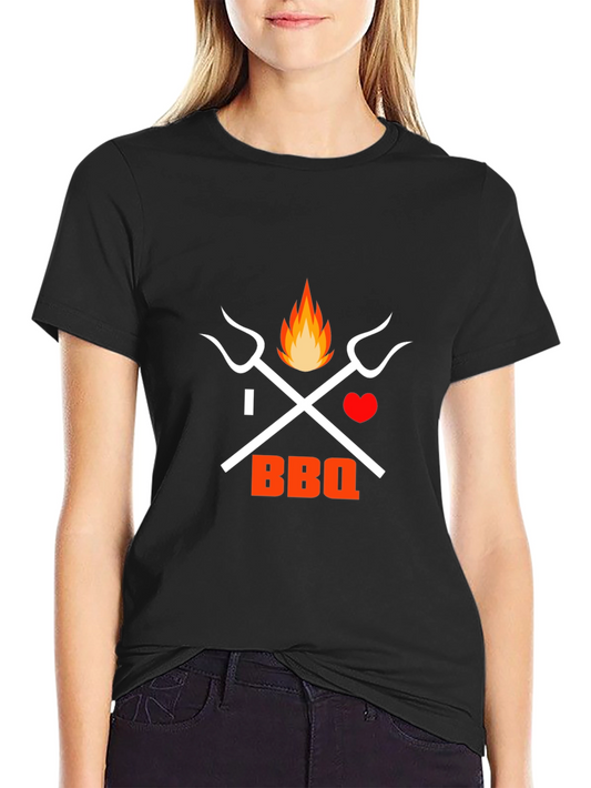 I Heart BBQ Black Graphic Tee