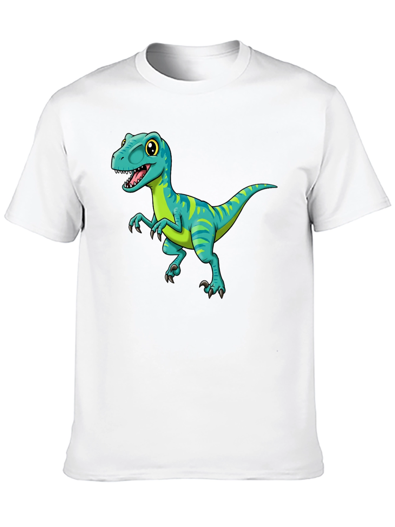 Cartoon Dinosaur Graphic Tee - Black
