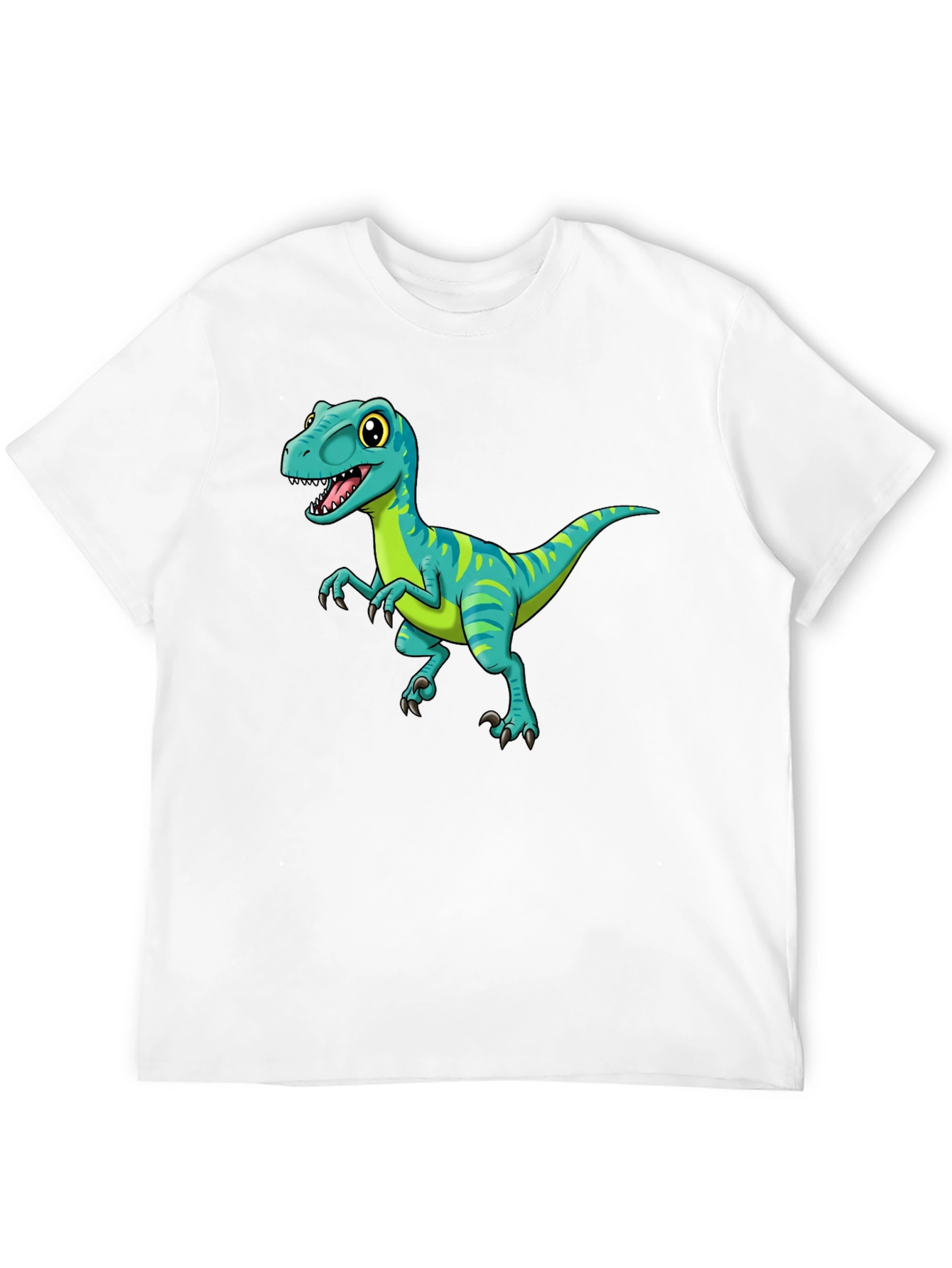 Cartoon Dinosaur Graphic Tee - Black