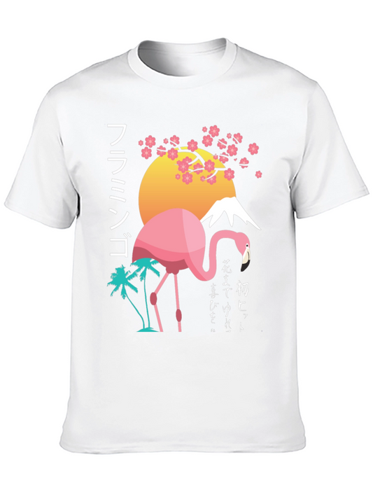 Flamingo Graphic T-Shirt - Japanese Art Style