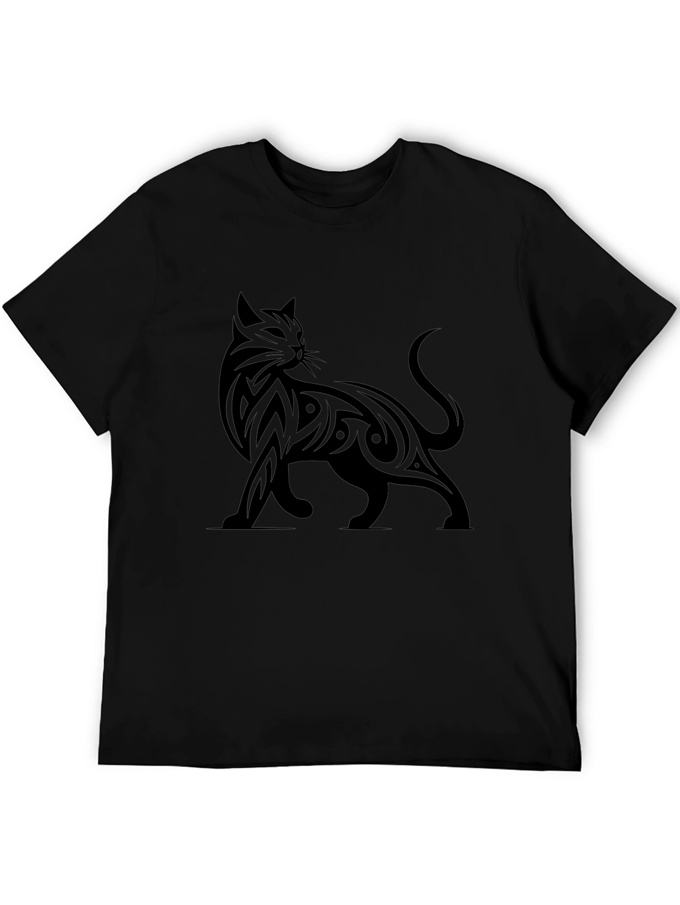 Tribal Cat Graphic Print T-Shirt