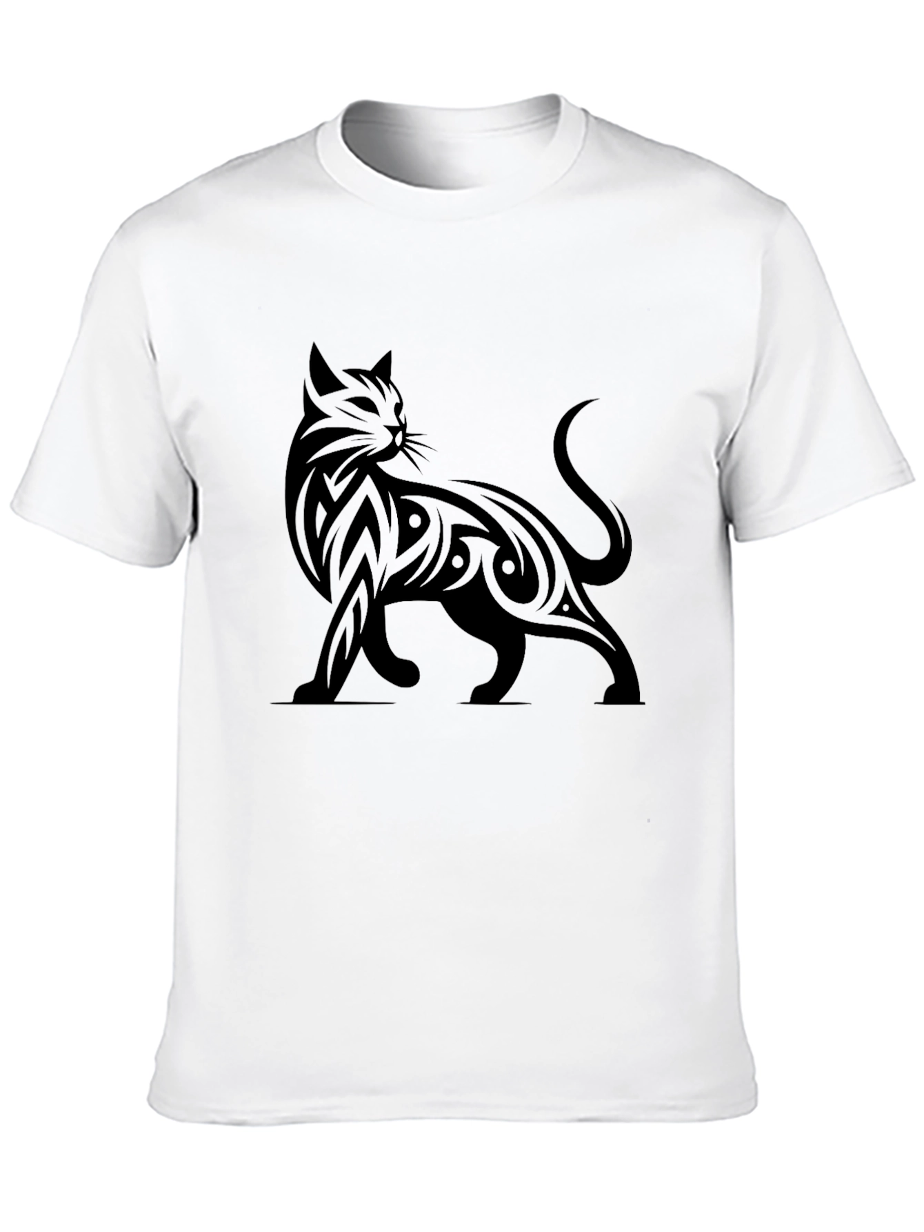Tribal Cat Graphic Print T-Shirt