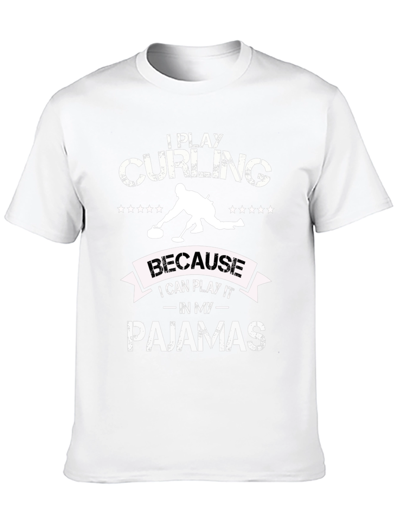 Funny Curling Pajamas Black Graphic T-Shirt
