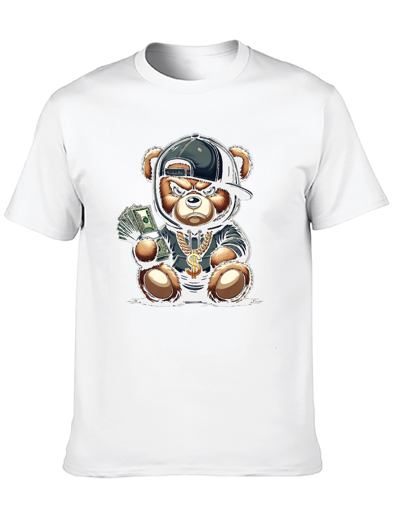 Trendy Teddy Bear Graphic Tee - Black