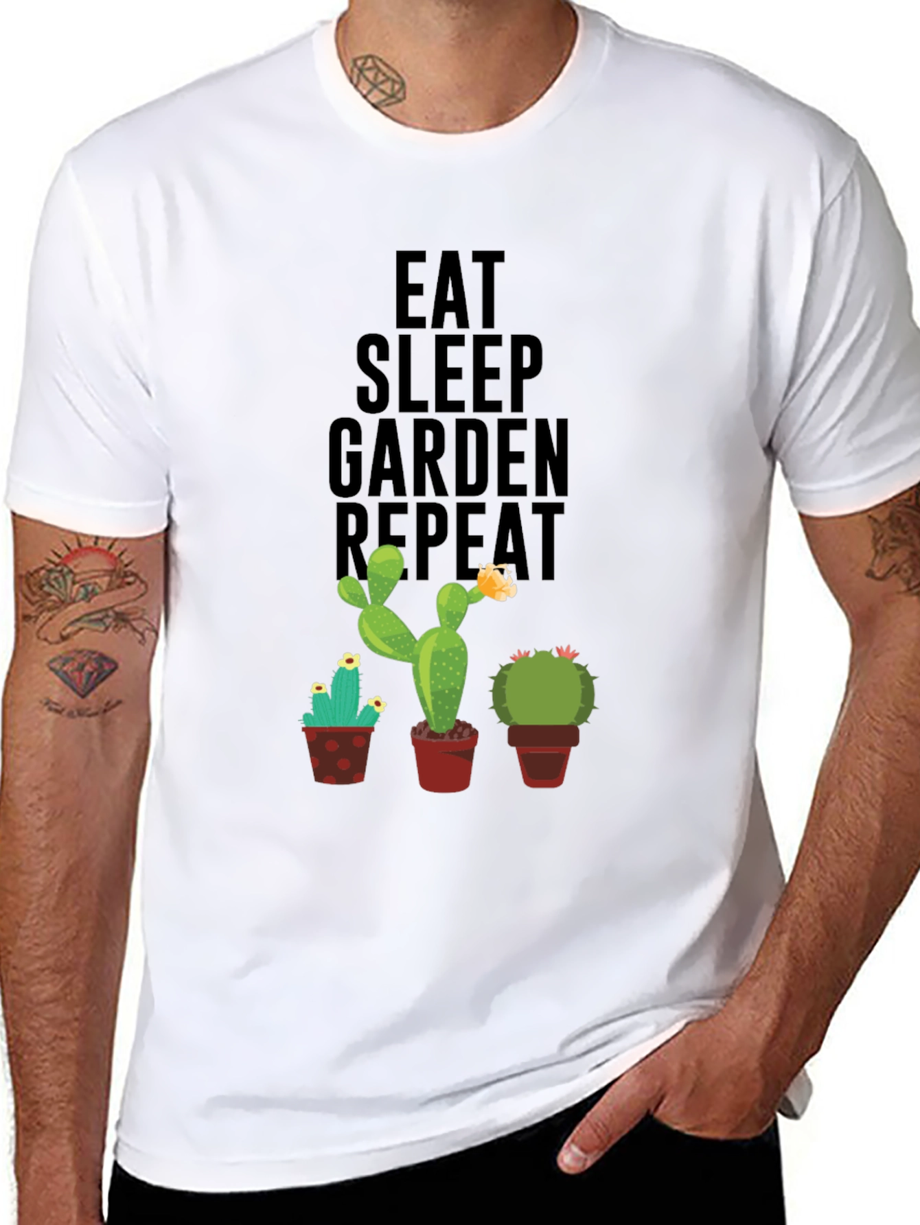 Eat Sleep Garden Repeat Cactus Graphic Tee