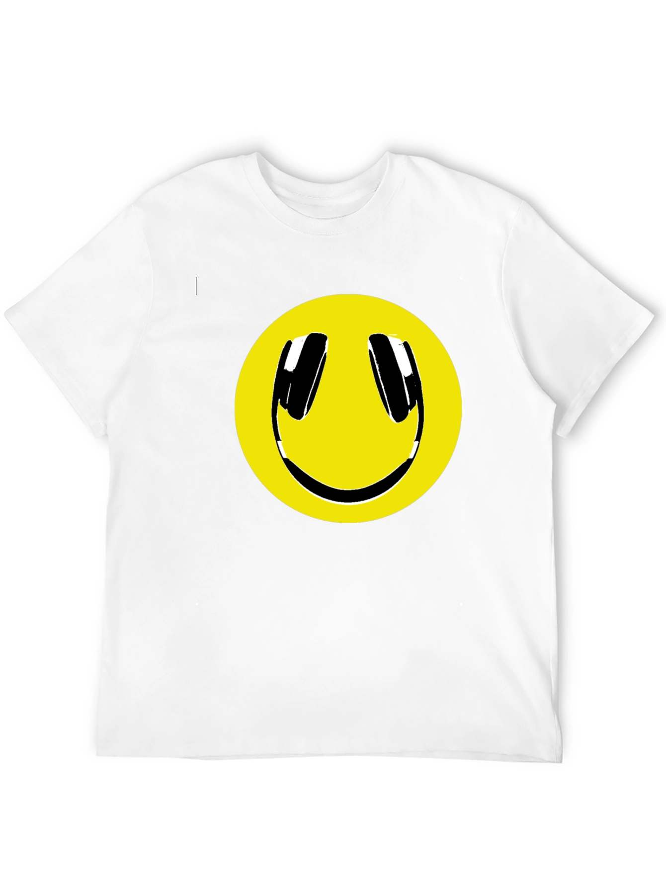 Smiley Face Headphone Graphic Tee - Black