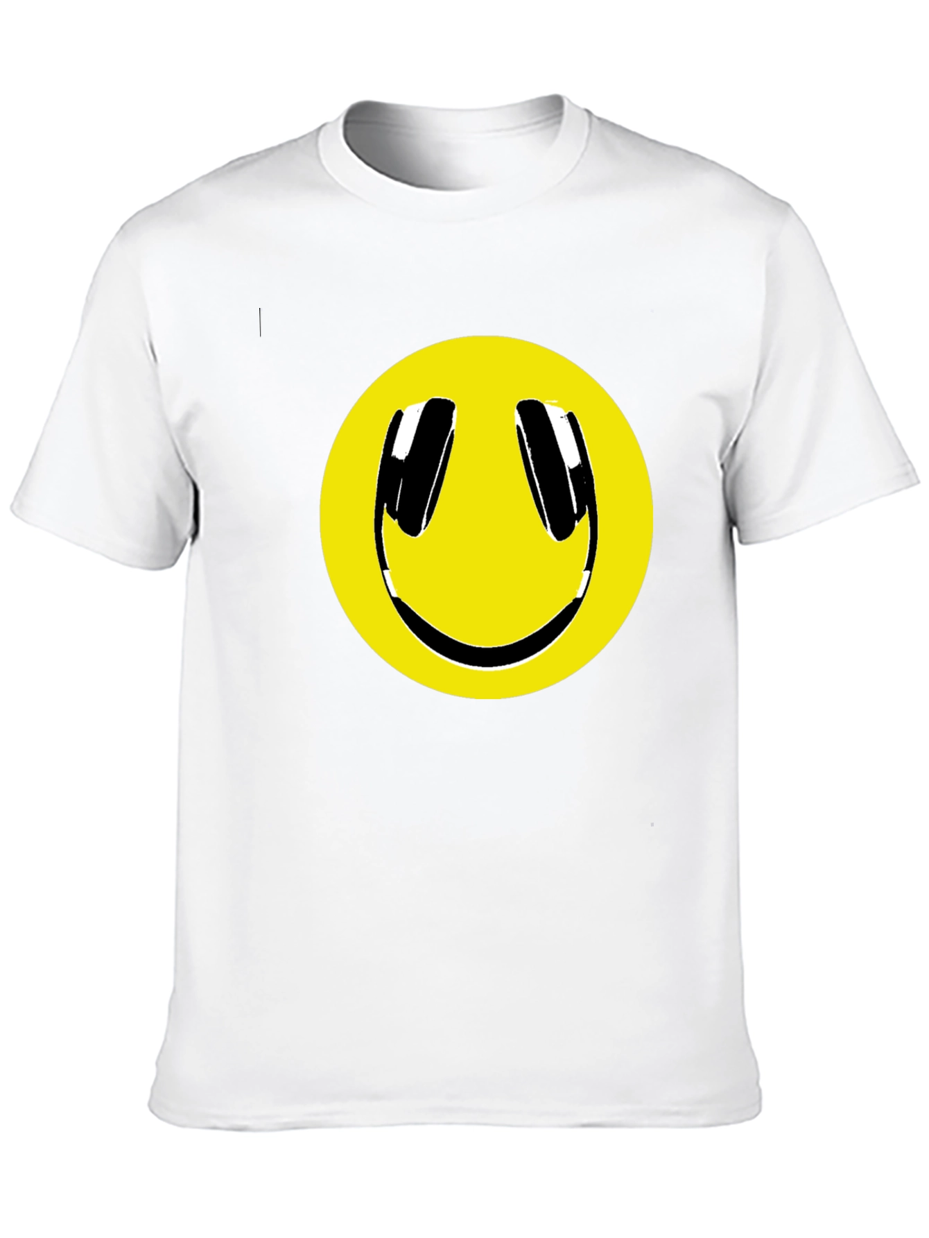 Smiley Face Headphone Graphic Tee - Black