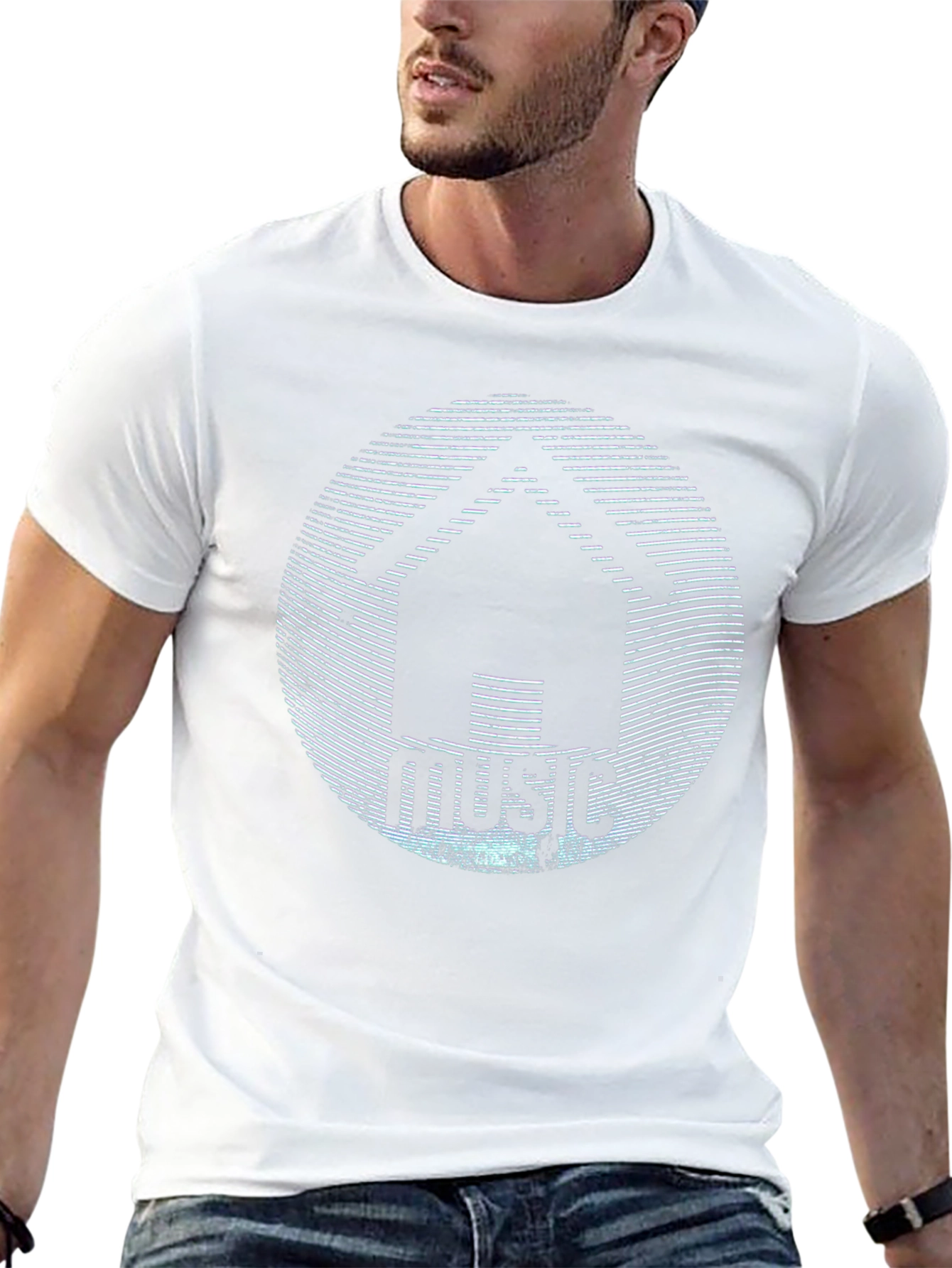 House Music Graphic T-Shirt - Black Crew Neck Tee