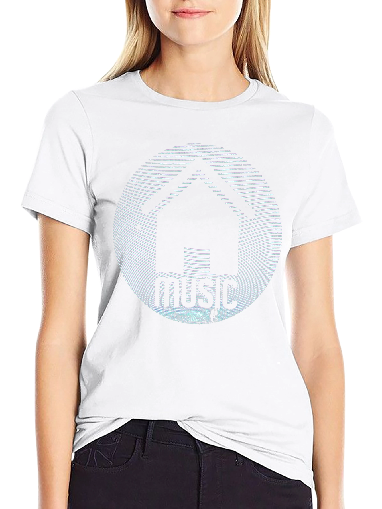 House Music Graphic T-Shirt - Black Crew Neck Tee
