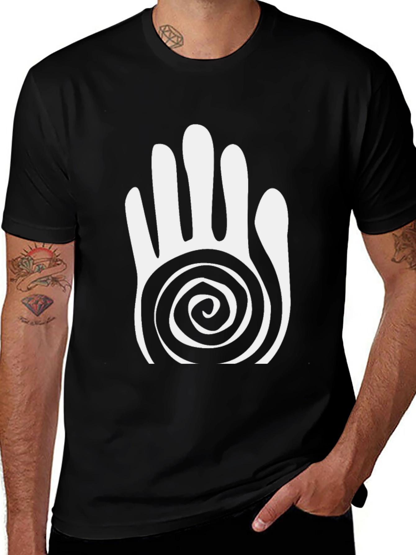 Spiral Hand Graphic Black T-Shirt