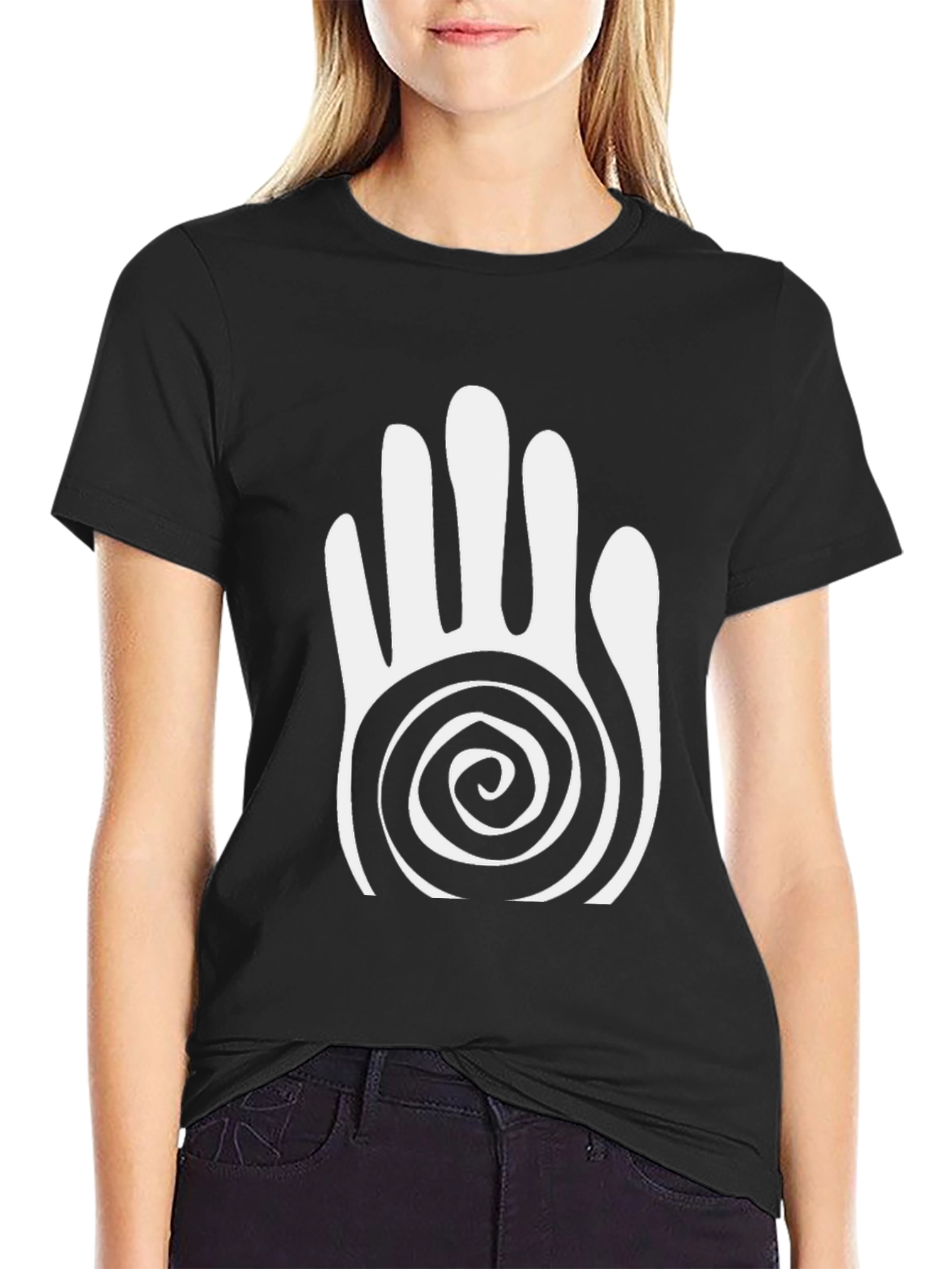 Spiral Hand Graphic Black T-Shirt