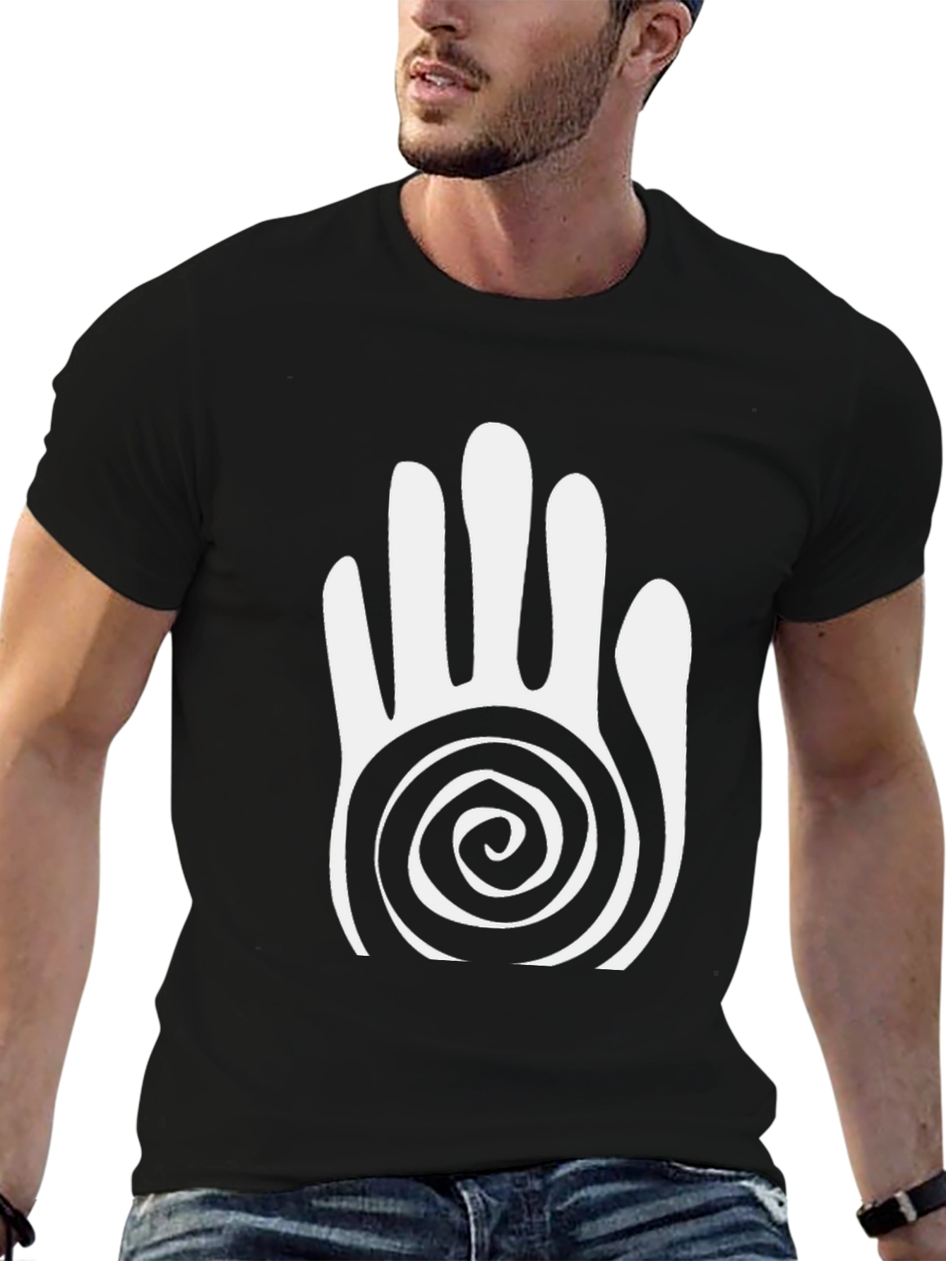 Spiral Hand Graphic Black T-Shirt