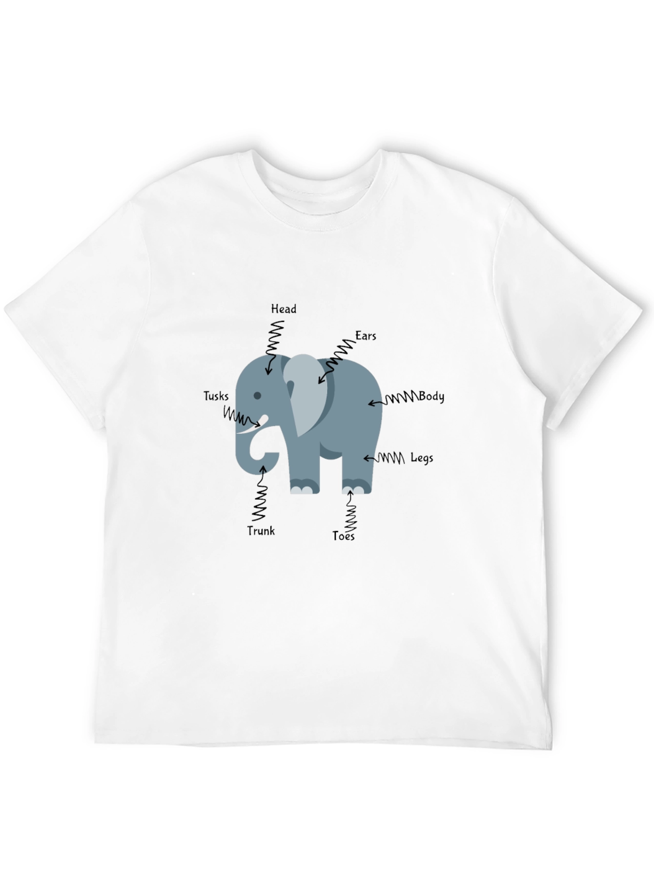 Elephant Anatomy Mens Black T-Shirt