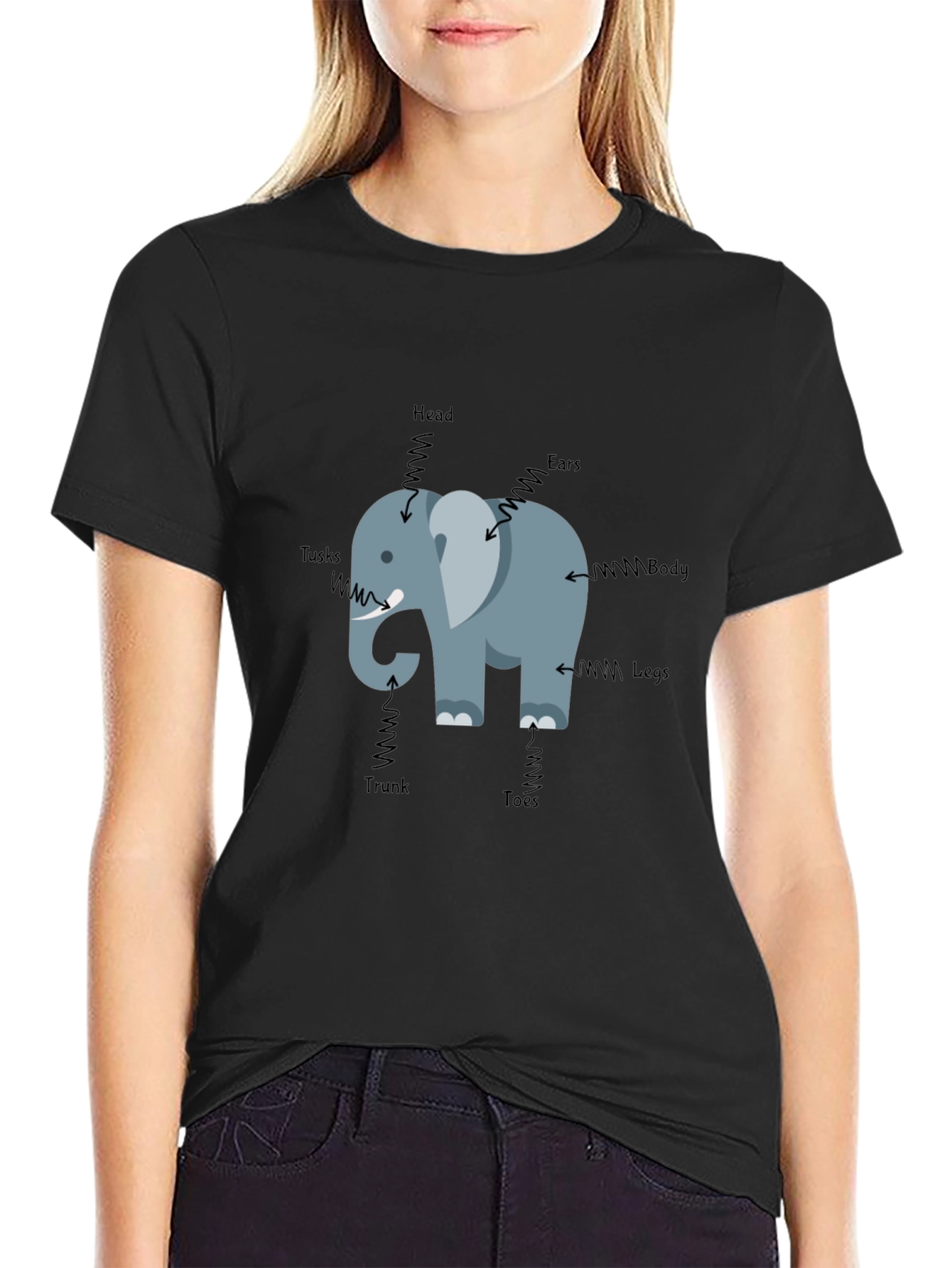 Elephant Anatomy Mens Black T-Shirt