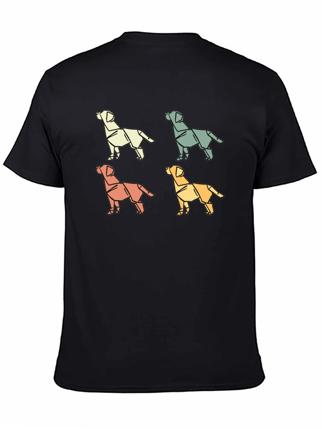 Origami Dog Print Black T-Shirt